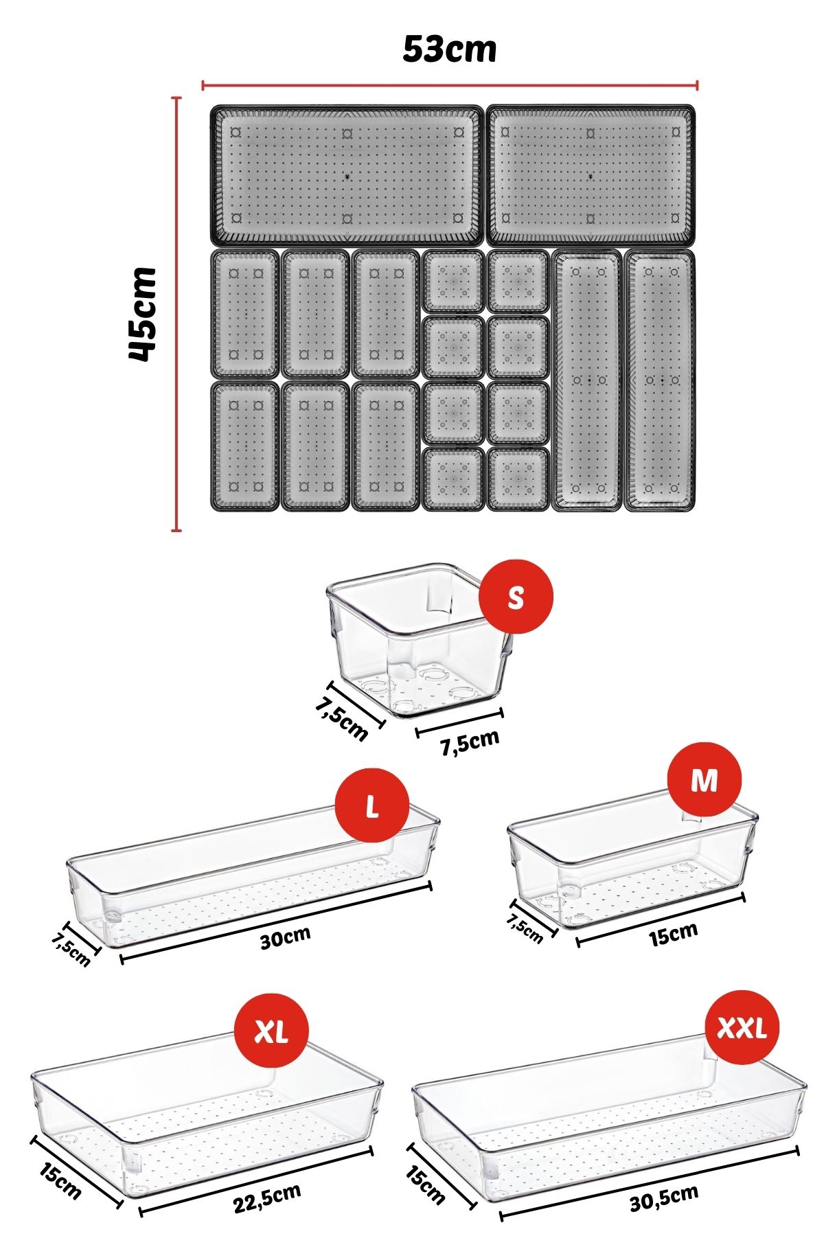 18 Parça Çekmece İçi Düzenleyici, Organizer Set