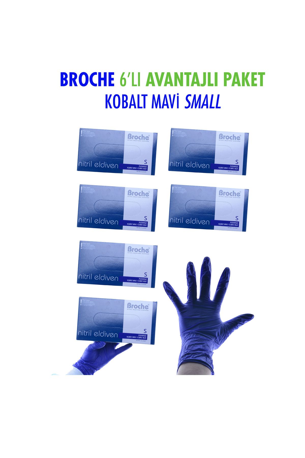 BrocheNİTRİL SMALL ELDİVENKOBALT MAVİ 6LI PAK...