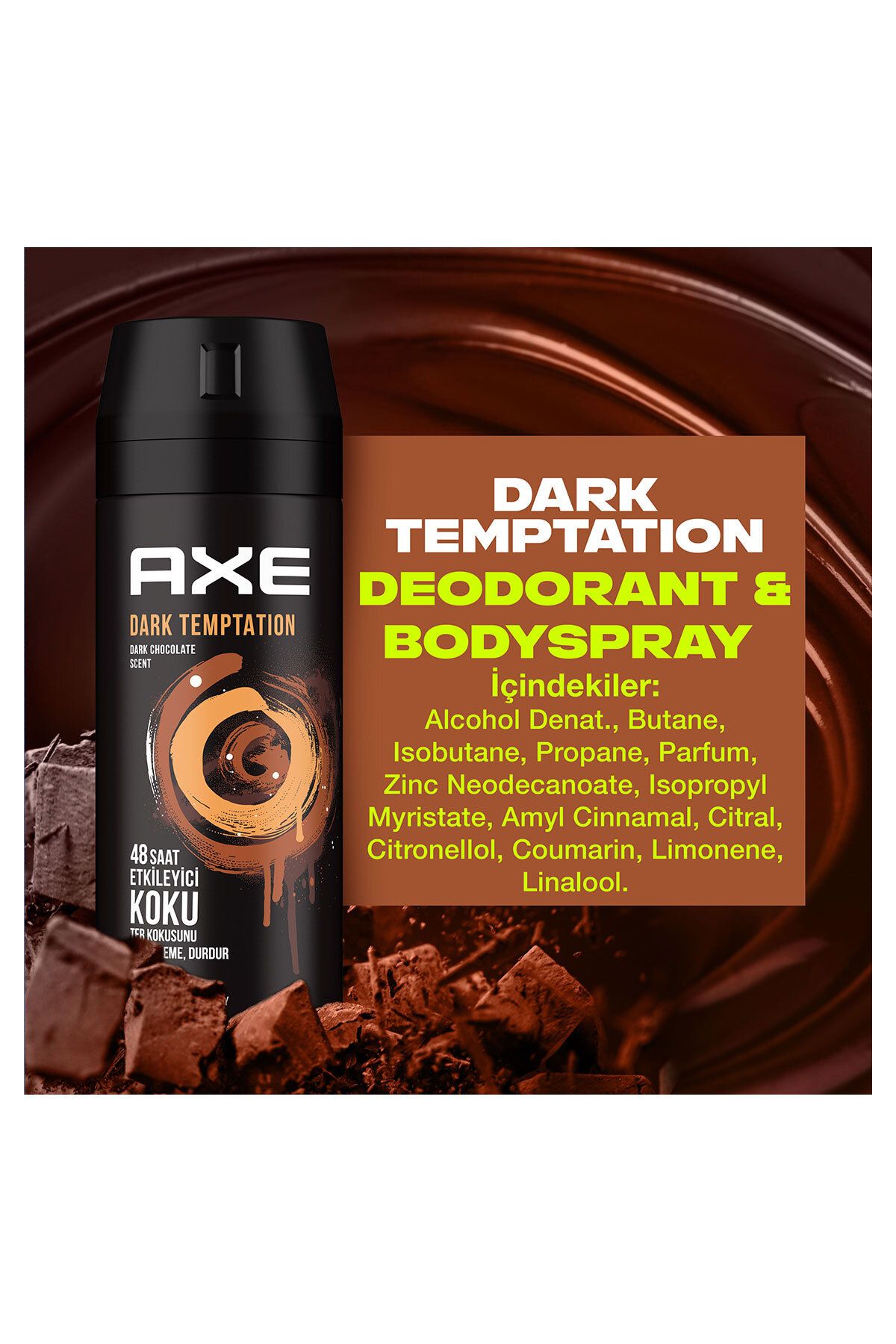 Erkek Deodorant & Bodyspray Dark Temptation 48 Saat Etkileyici Koku Vücut Spreyi 150 ml X3 Adet