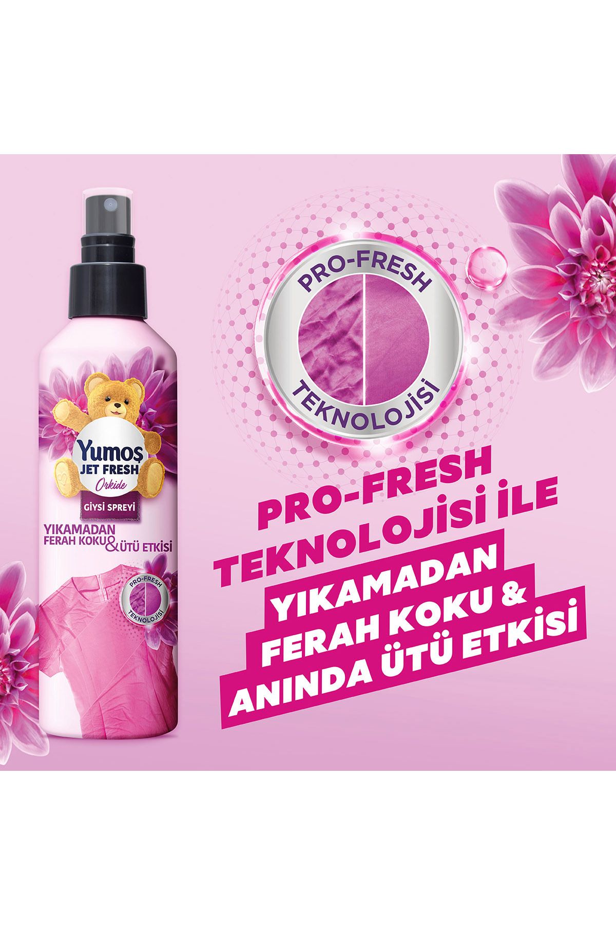 Jet Fresh Giysi Spreyi Yıkamadan Ferah Koku Ve Ütü Etkisi Orkide 200 ml X3