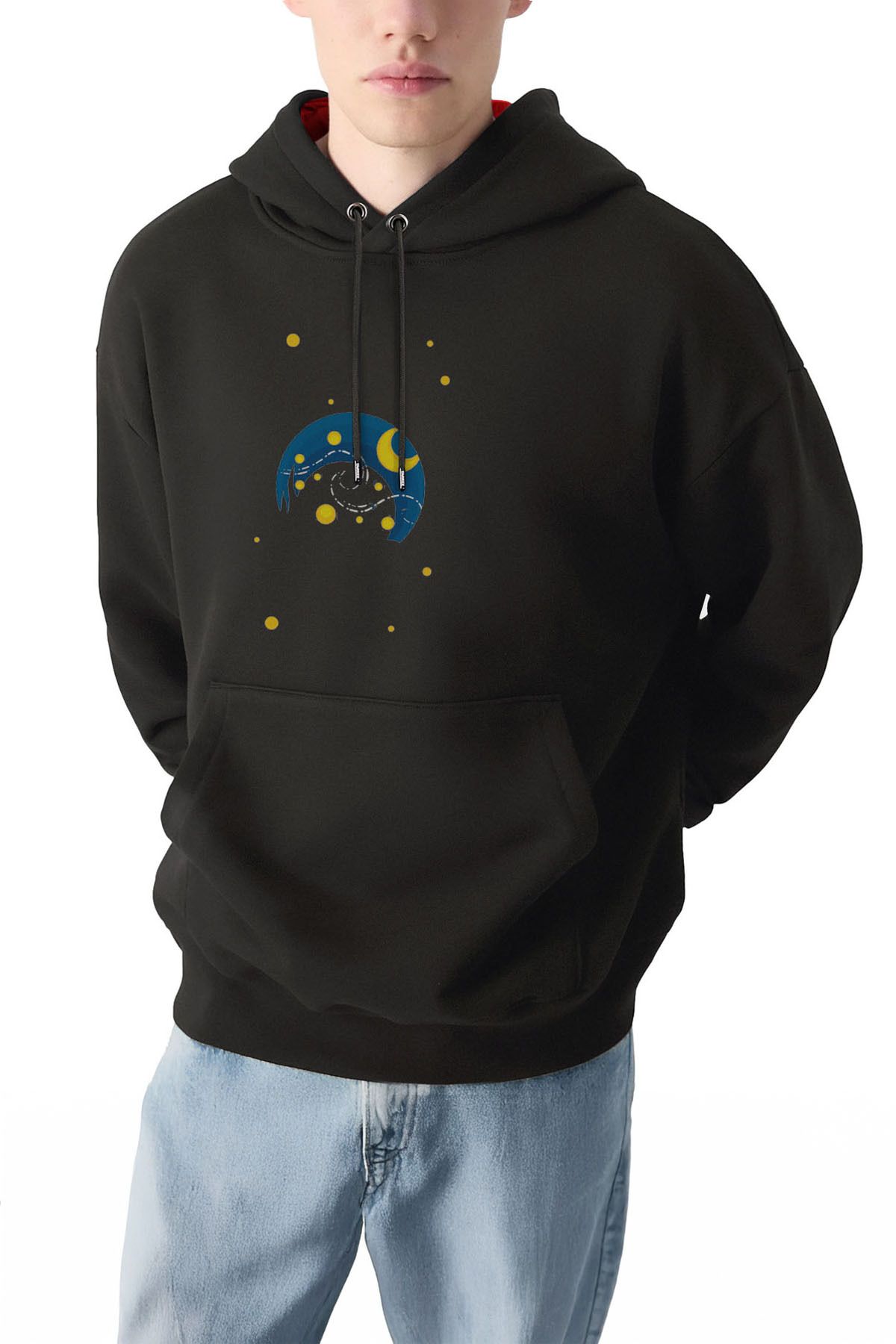 Lunar Glow Tasarım Kapşonlu Sweatshirt