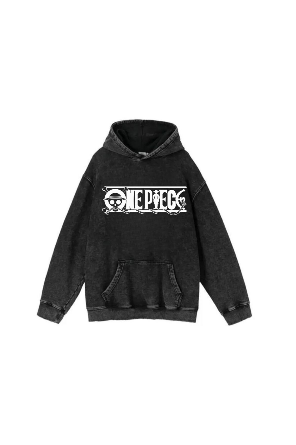 Loots  Yıkamalı Kumaş Anime One Piece Kapüşonlu Hoodie Sweatshirt