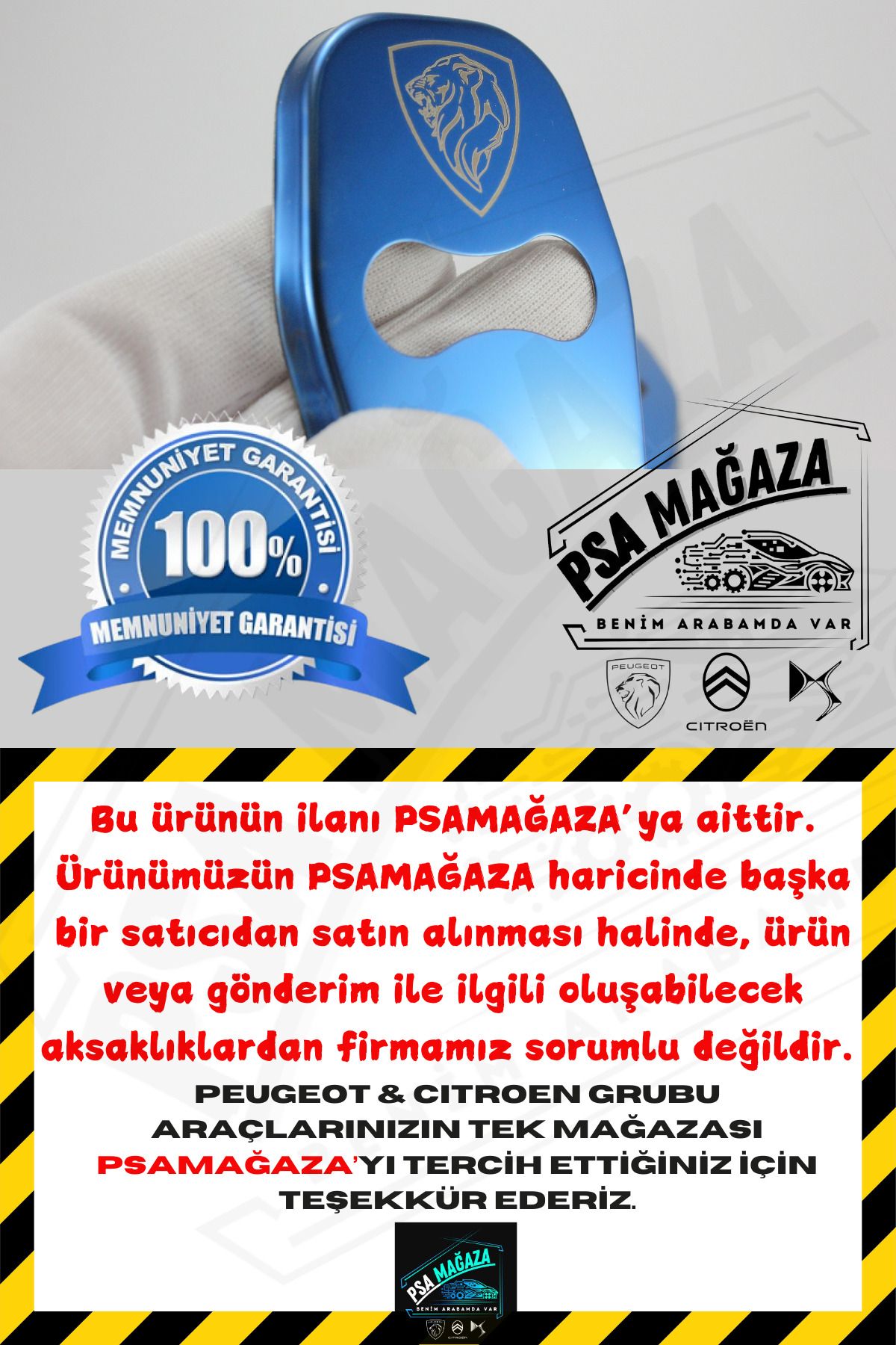 Yeni Peugeot Logolu Paslanmaz Çelik Kapı Kilidi Kapak Takımı 4'lü [PARLAK MAVİ] Örnek Kilit 5.Görsel