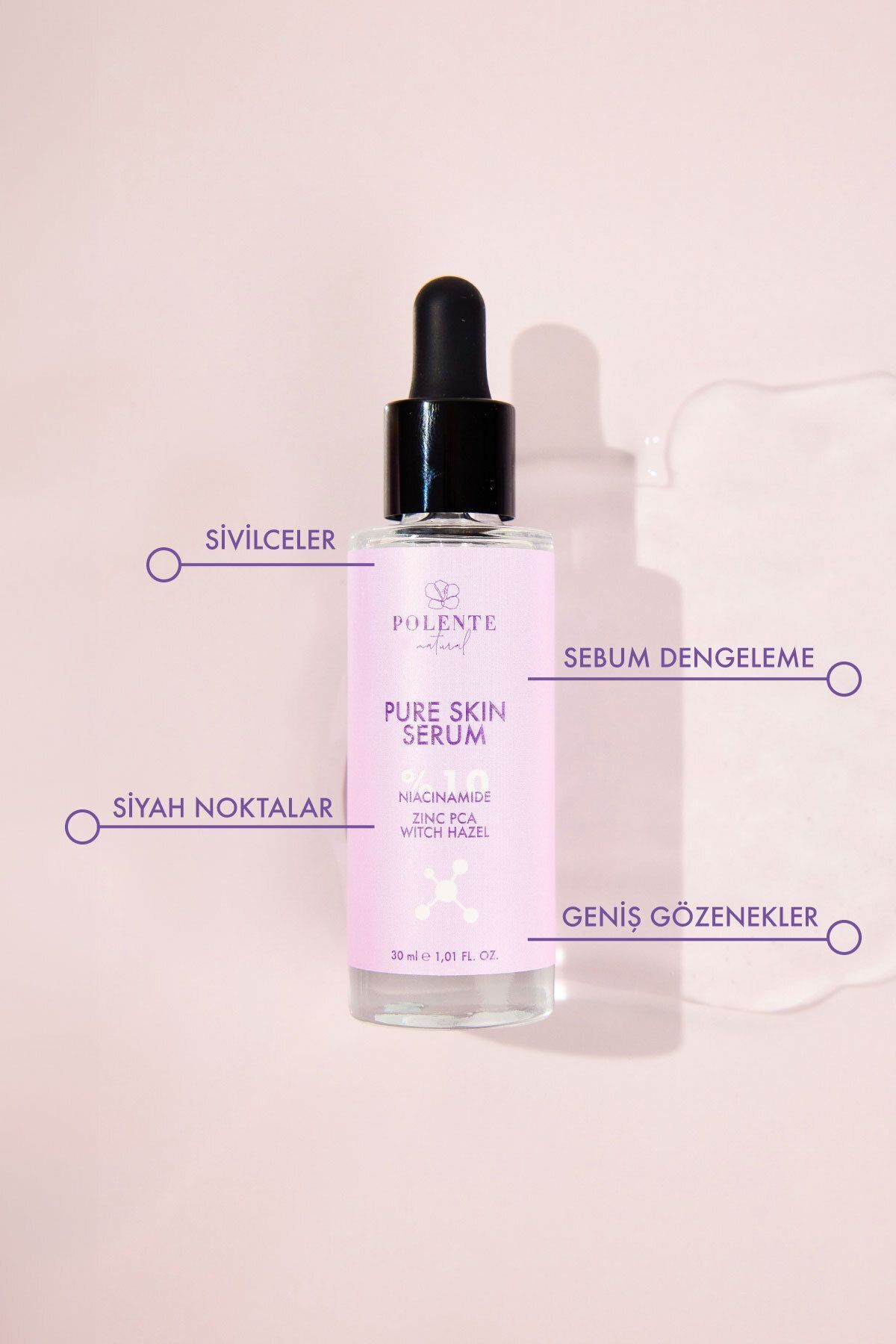 Pure Skın Serum - Akne, Siyah Nokta, Gözenek Karşıtı Serum - %10 Niacinamide (50 ML)