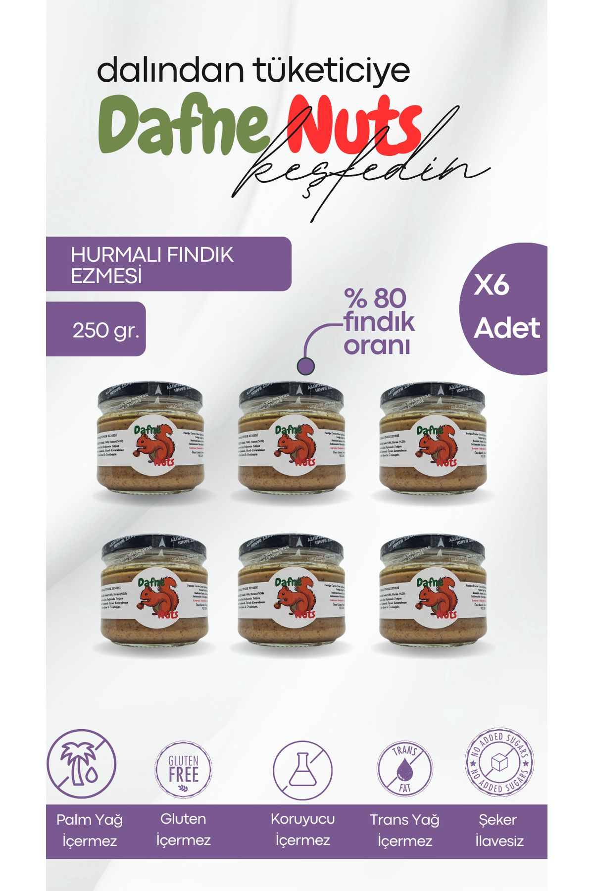 Dafne Nut HURMALI FINDIKEZMESİ 250 GR (6 ADET...