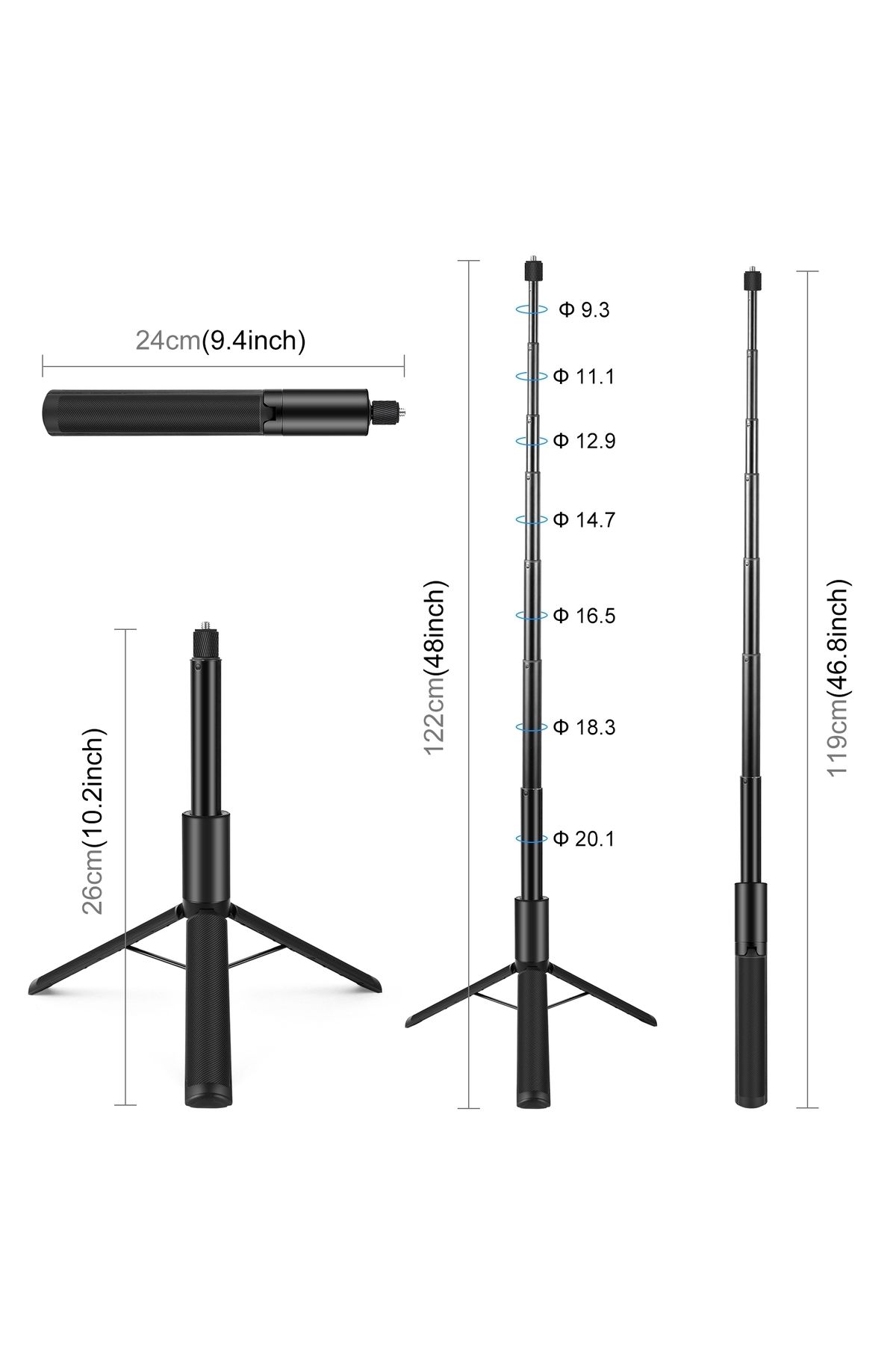 Insta360 X4 X3 Görünmez Tripotlu 119cm çubuk