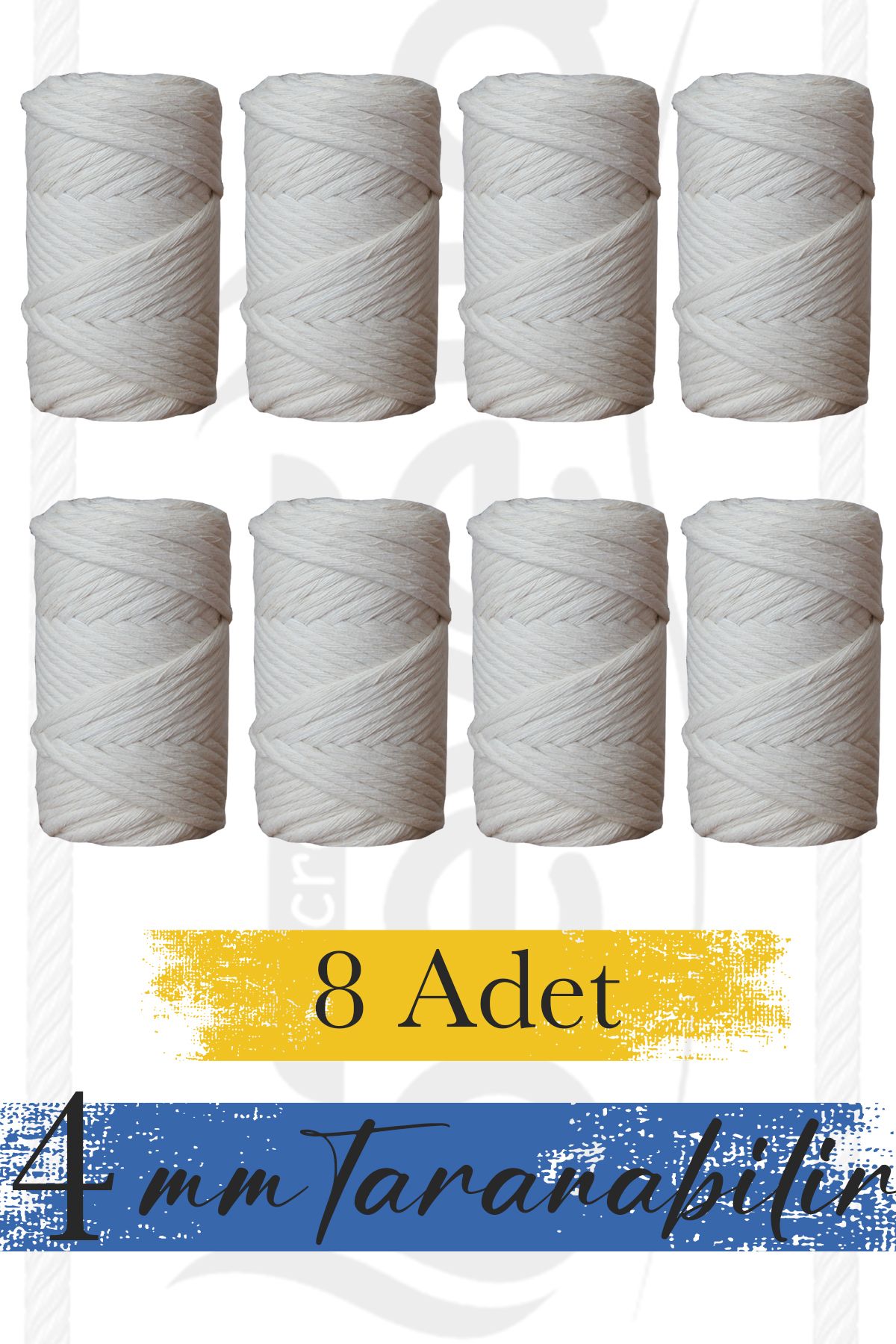 Bevella Macrame Cord EkruMakrome İpi 4 mm Pam...