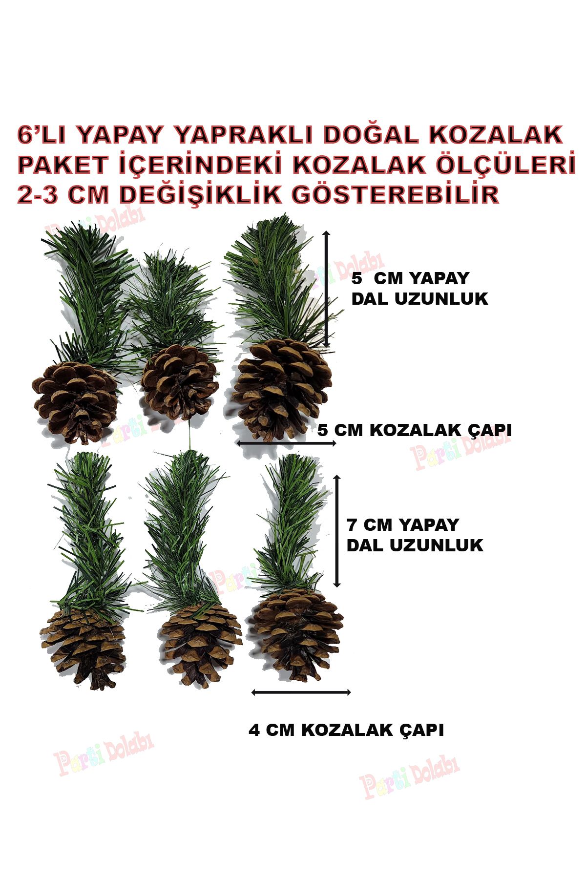 6'lı Yılbaşı Çam Ağaçı Yeşil Yapraklı Doğal Kozalak Yeni Yıl Ağaç Kozalağı Pratik Dekor Süs