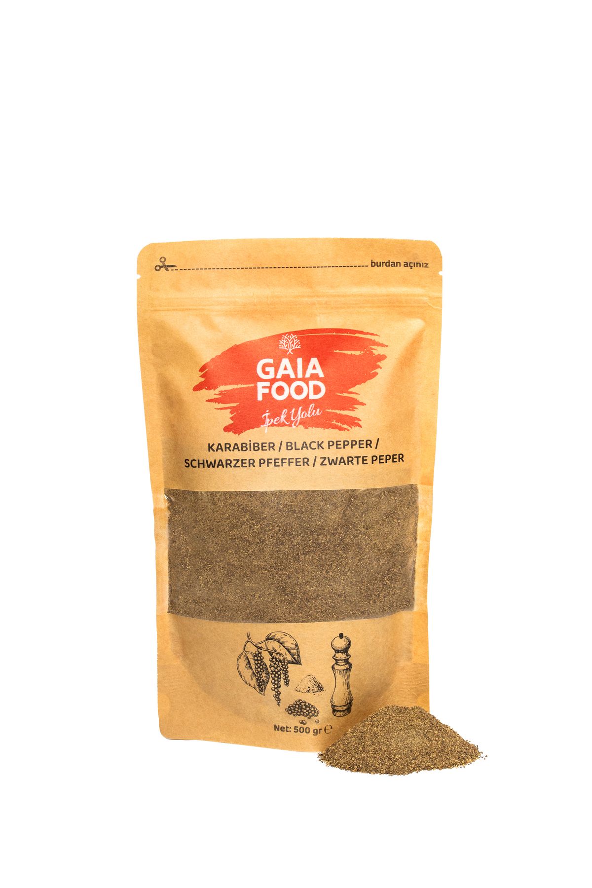 Gaia Food İpek YoluKarabiber 500Gr