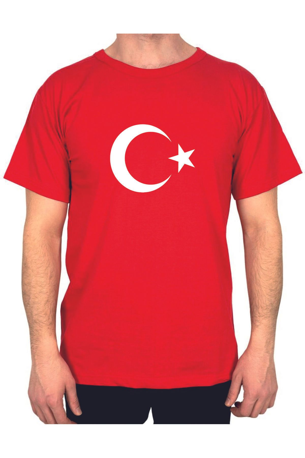 balkan baskı Ay-YıldızBaskılı Kırmızı T-Shirt