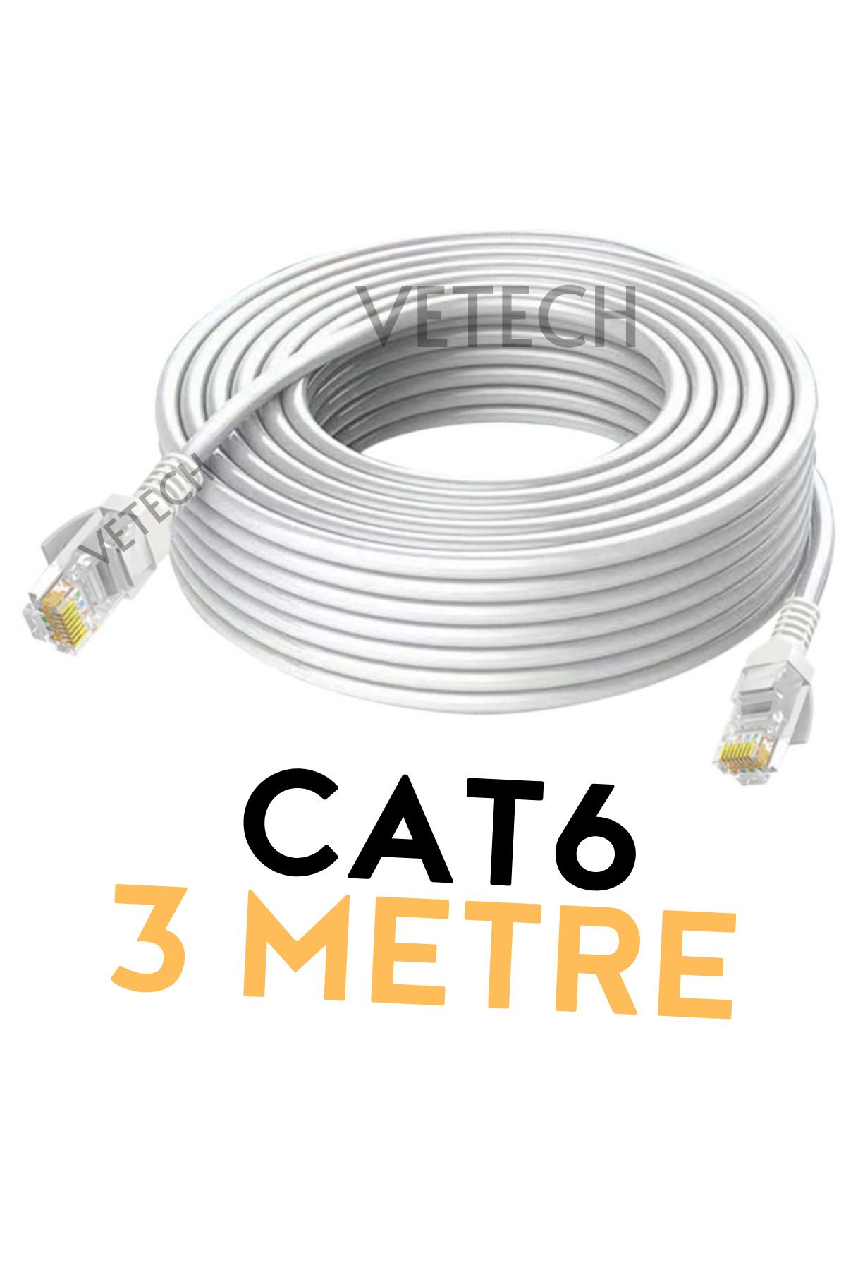 Vetech CAT6 3mt EthernetKablosu 1000 Mbps Fab...