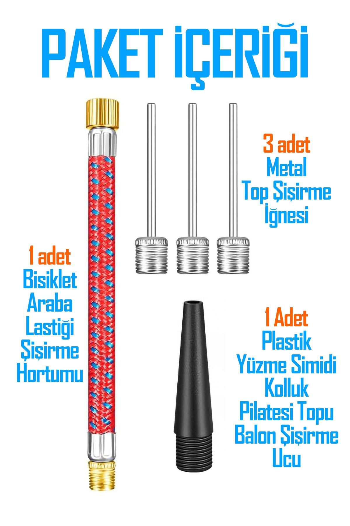 5'li SET Top Şişirme İğnesi Seti  Voleybol Basketbol Futbol Bisiklet Pilates Şişirme Seti ART005