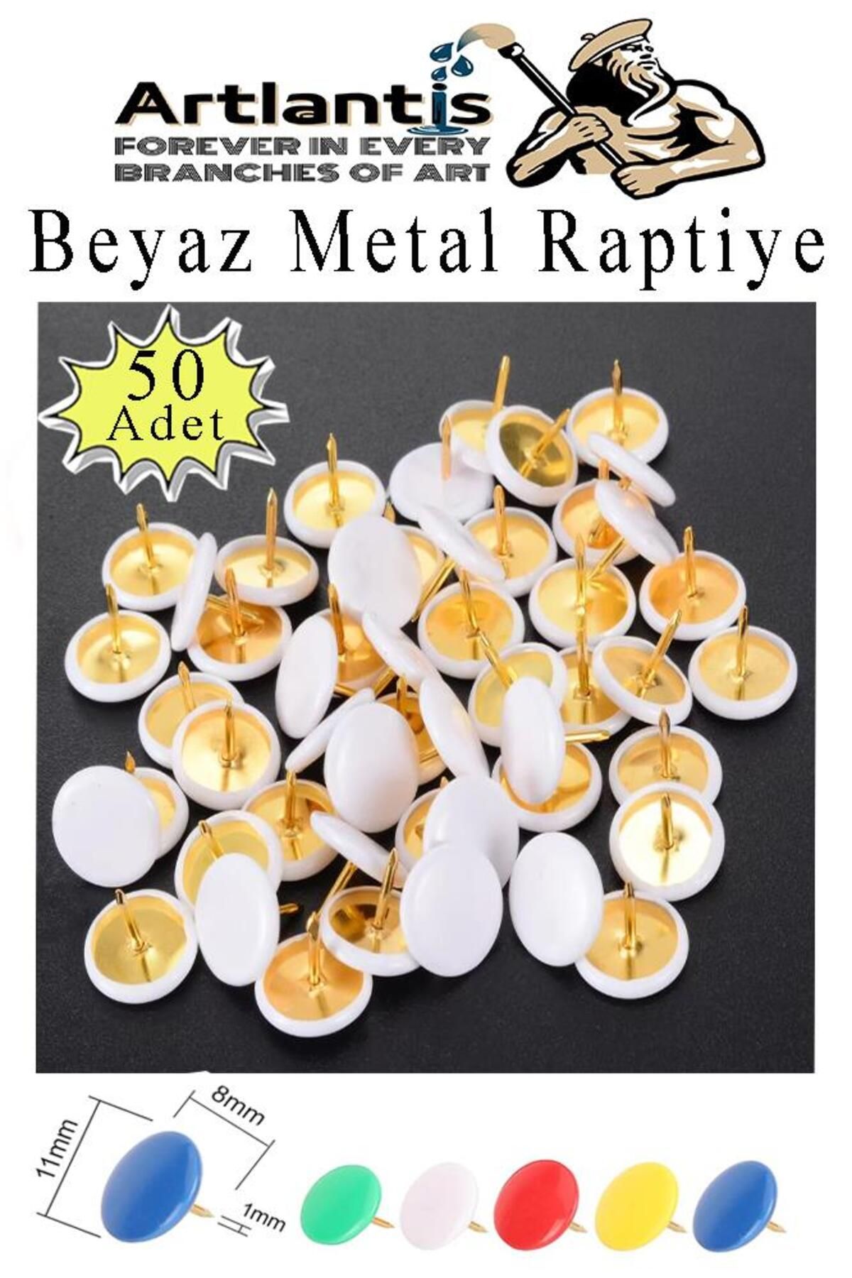 Artlantis Beyaz Raptiye 50Adet 1 Paket Renkli...