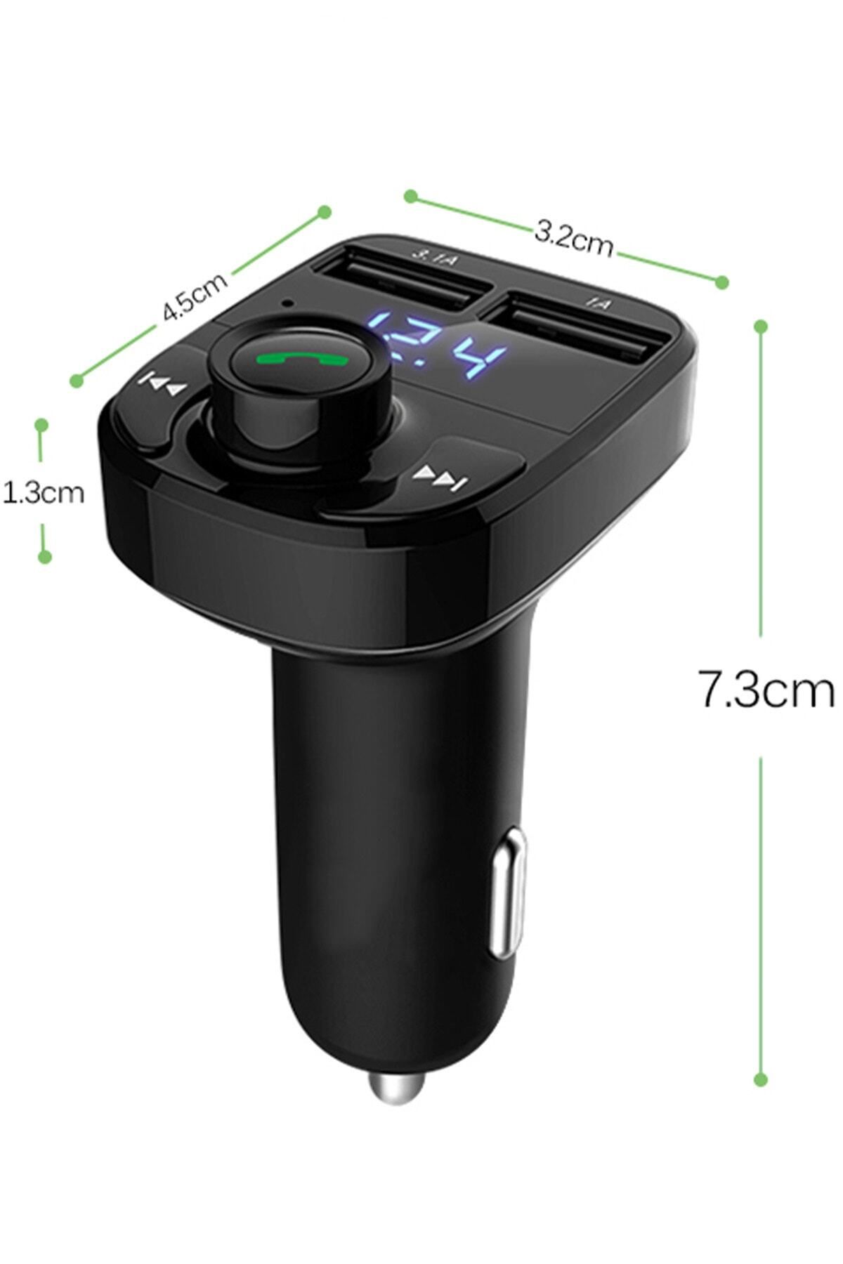 Universal Araç Bluetooth Kit Fm Transmitter Cihazı Araç Şarj Aleti Çakmaklık Müzik Kiti