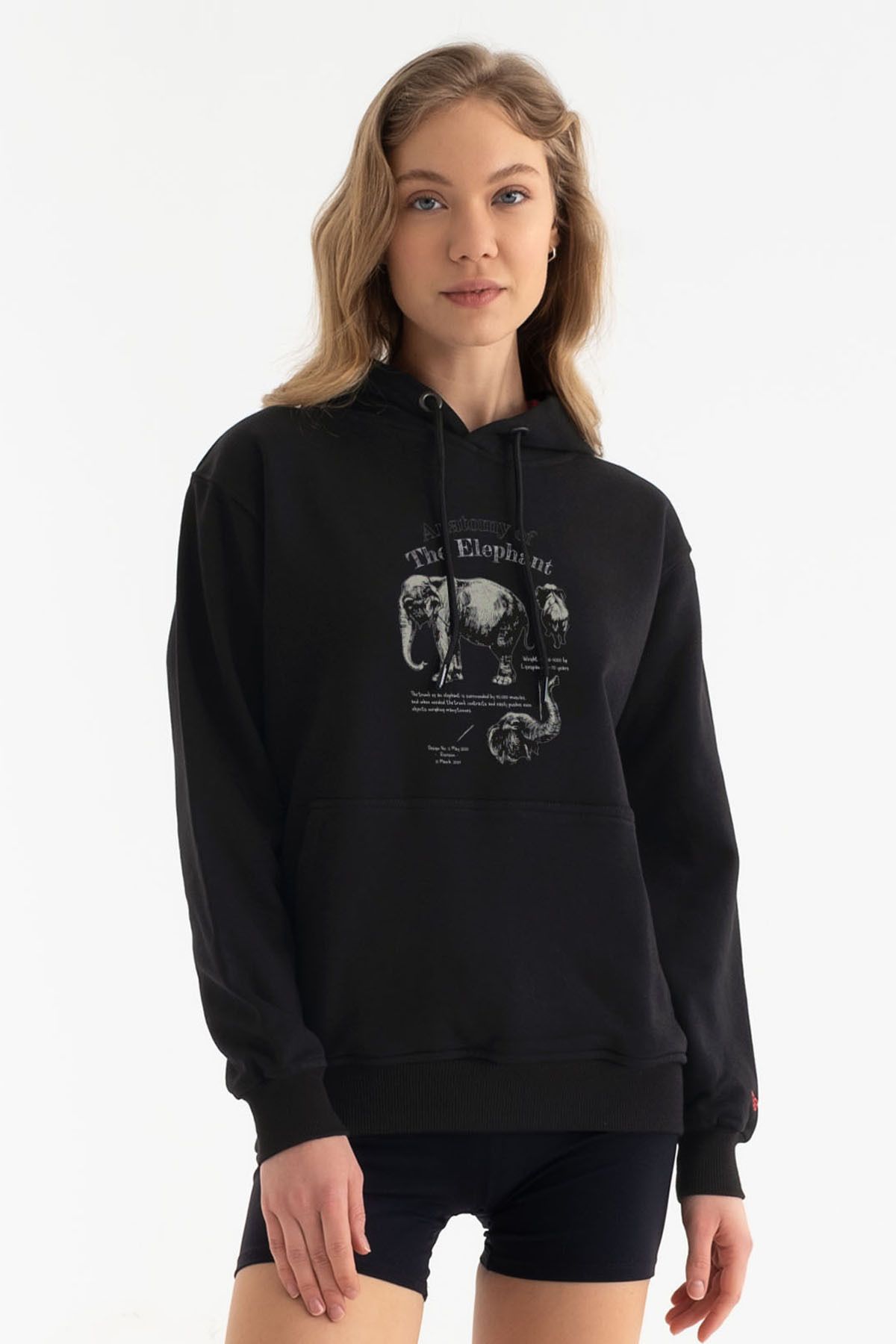 Anatomy Elephant Tasarım Kapşonlu Sweatshirt