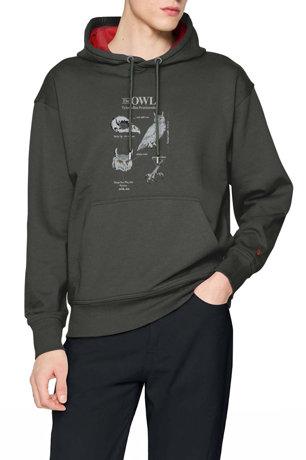 Anatomy Owl Tasarım Kapşonlu Sweatshirt