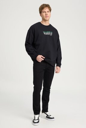 Slim Fit Dar Kesim Düşük Bel Siyah Esnek Larston Jean Denim Kot Pantolon Image 3