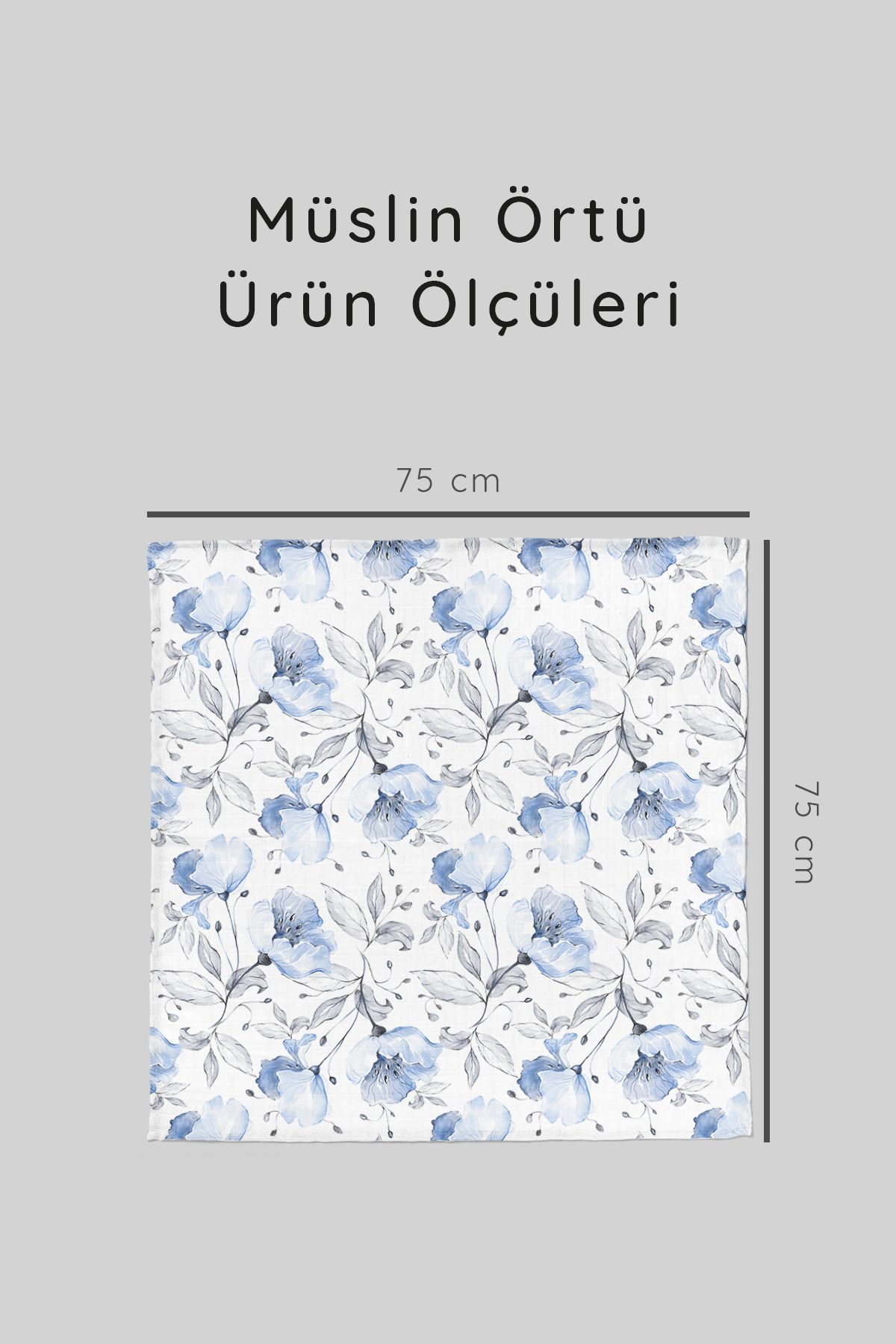 Dijital Baskılı 3'lü Müslin Örtü Seti - 75x75 Cm - Zt5000