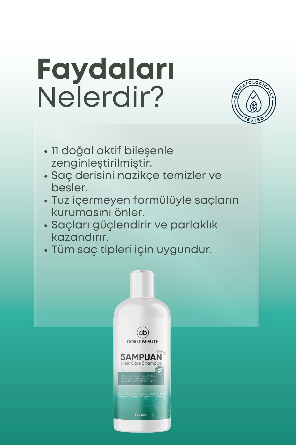 kolejen ve keratin saç dökülmesine karşı hızlı saçuzatan dolgunlaştırıcı onarıcı besleyici şampuan