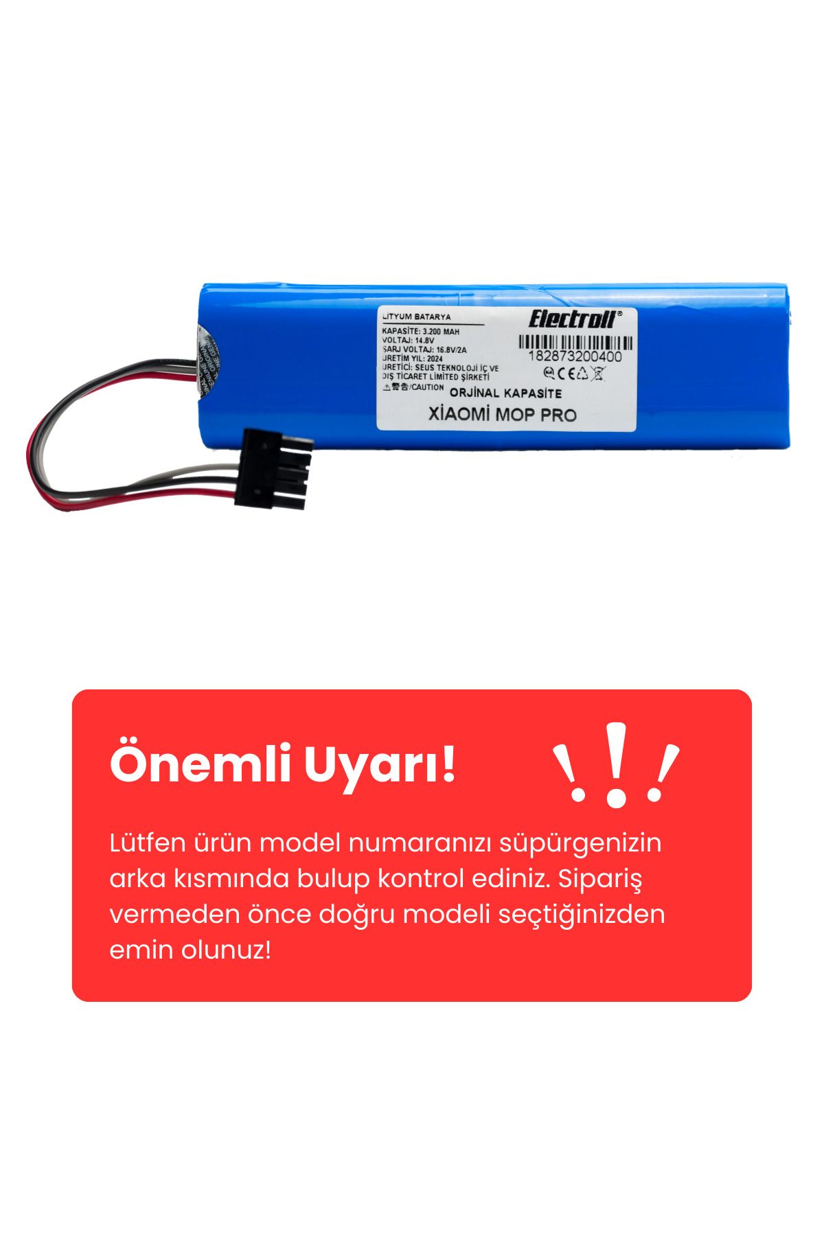 Xiaomi Mi Vacuum Mop Pro Stytj02ym Uyumlu Batarya (ORJİNAL KAPASİTE) 3.200mah Robot Süpürge Pili