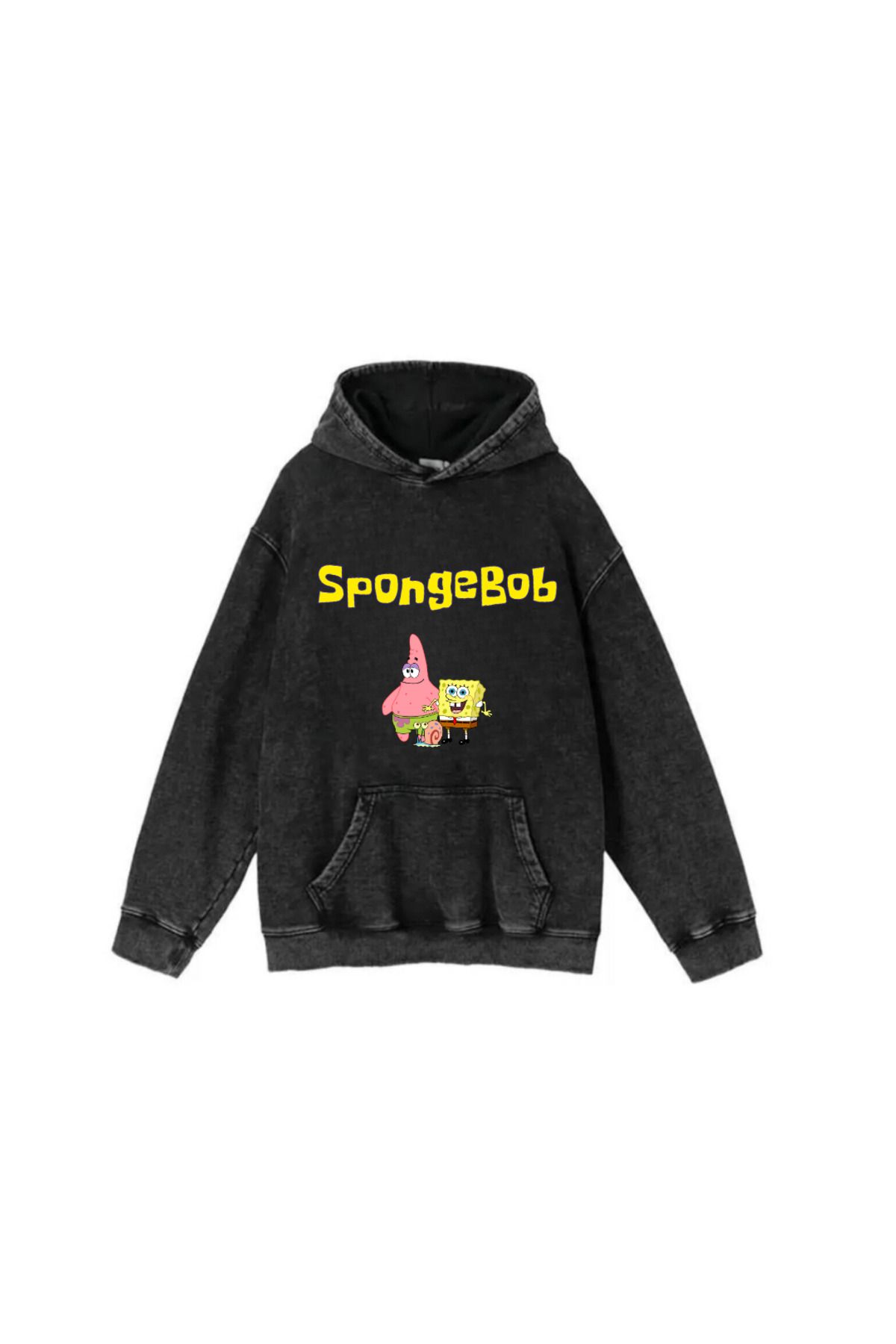 Day Light Yıkamalı Sponge Bob Vintage Kapüşonlu Sweatshirt