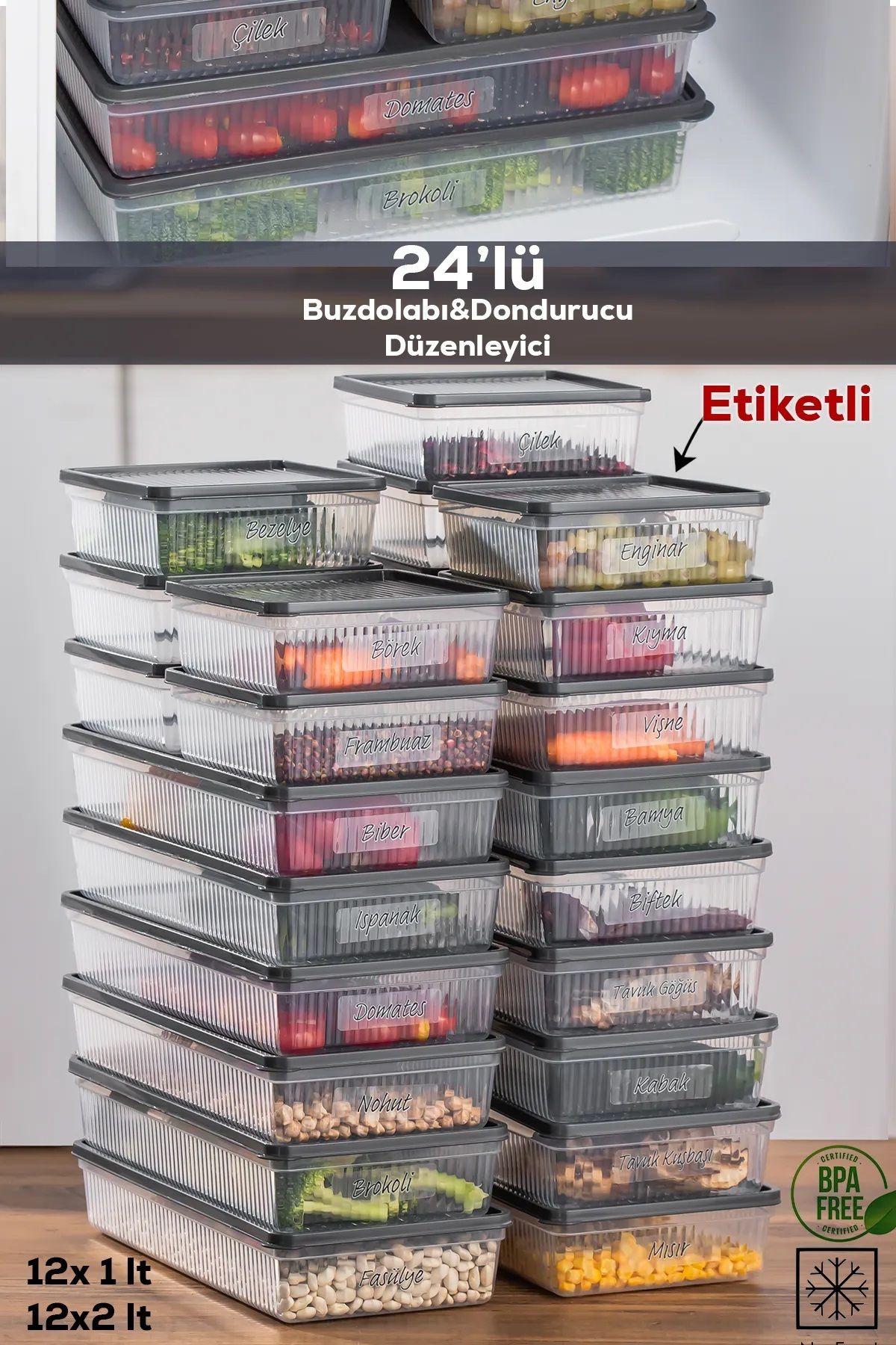 Home 24 lü 48 Parça BuzdolabıDüzenleyici Deri...