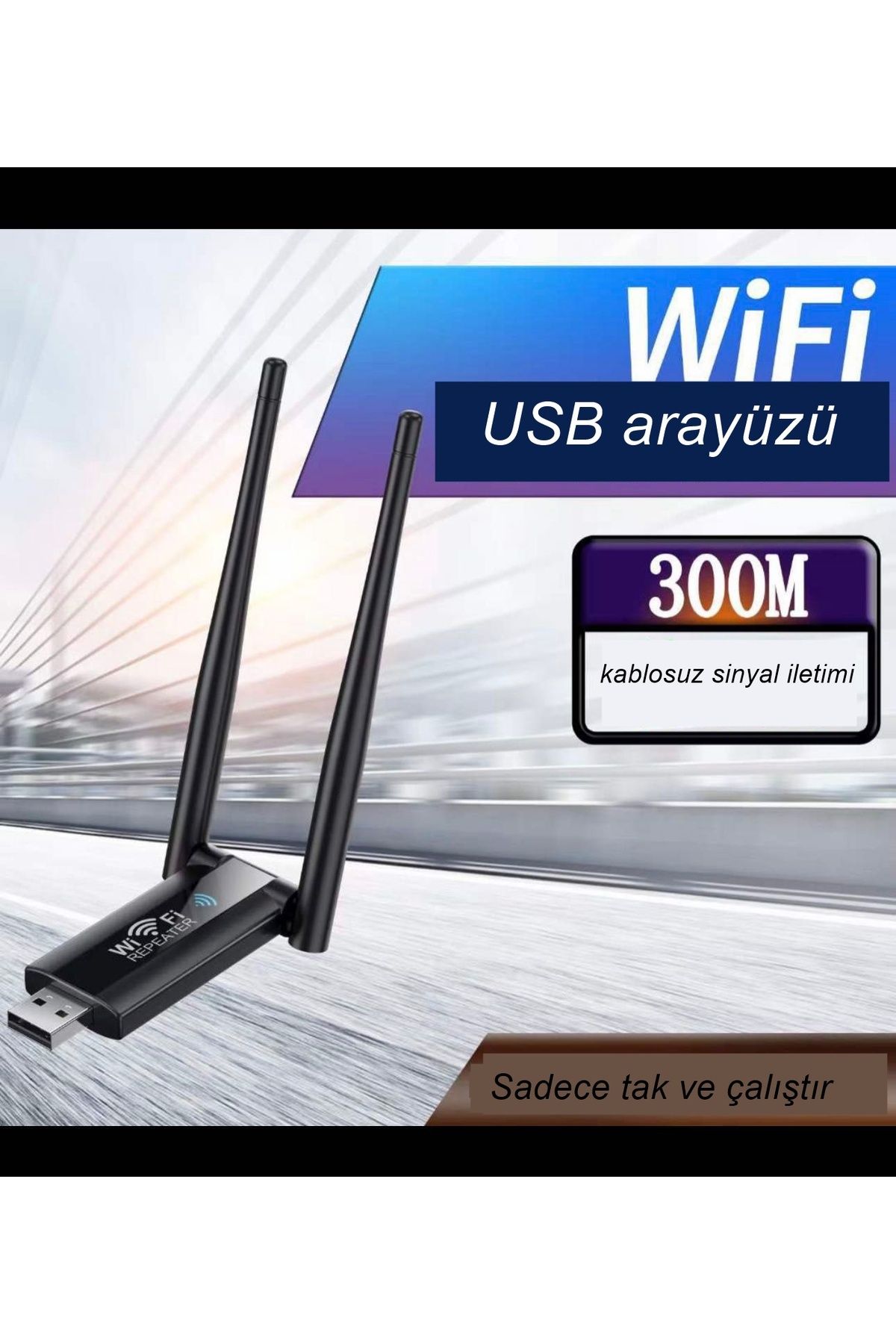 Kablosuz Wifi Alıcı 300  Uyumlu  Antenli Wireless Kablosuz Ağ Pc Wifi Alıcı Usb 300mbp Siyah