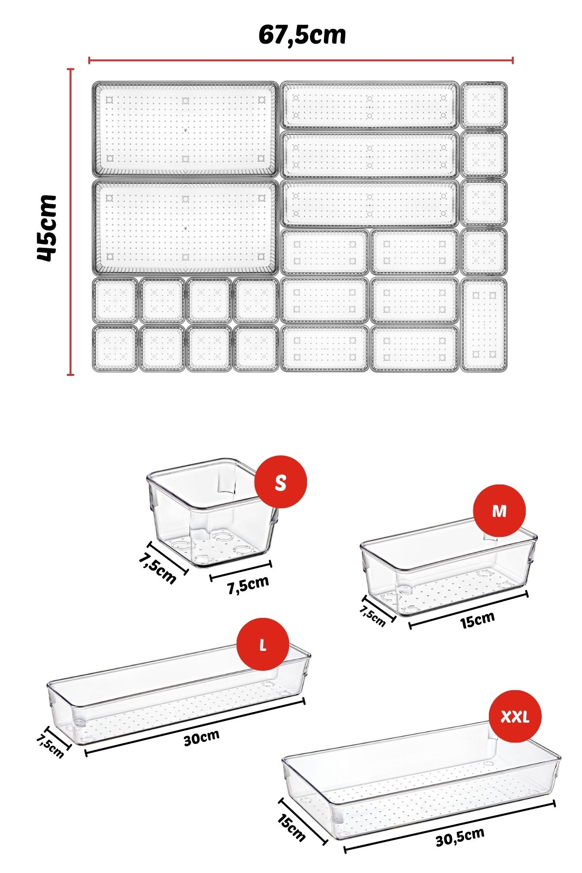 24 Parça Çekmece İçi, Düzenleyici, Organizer Set