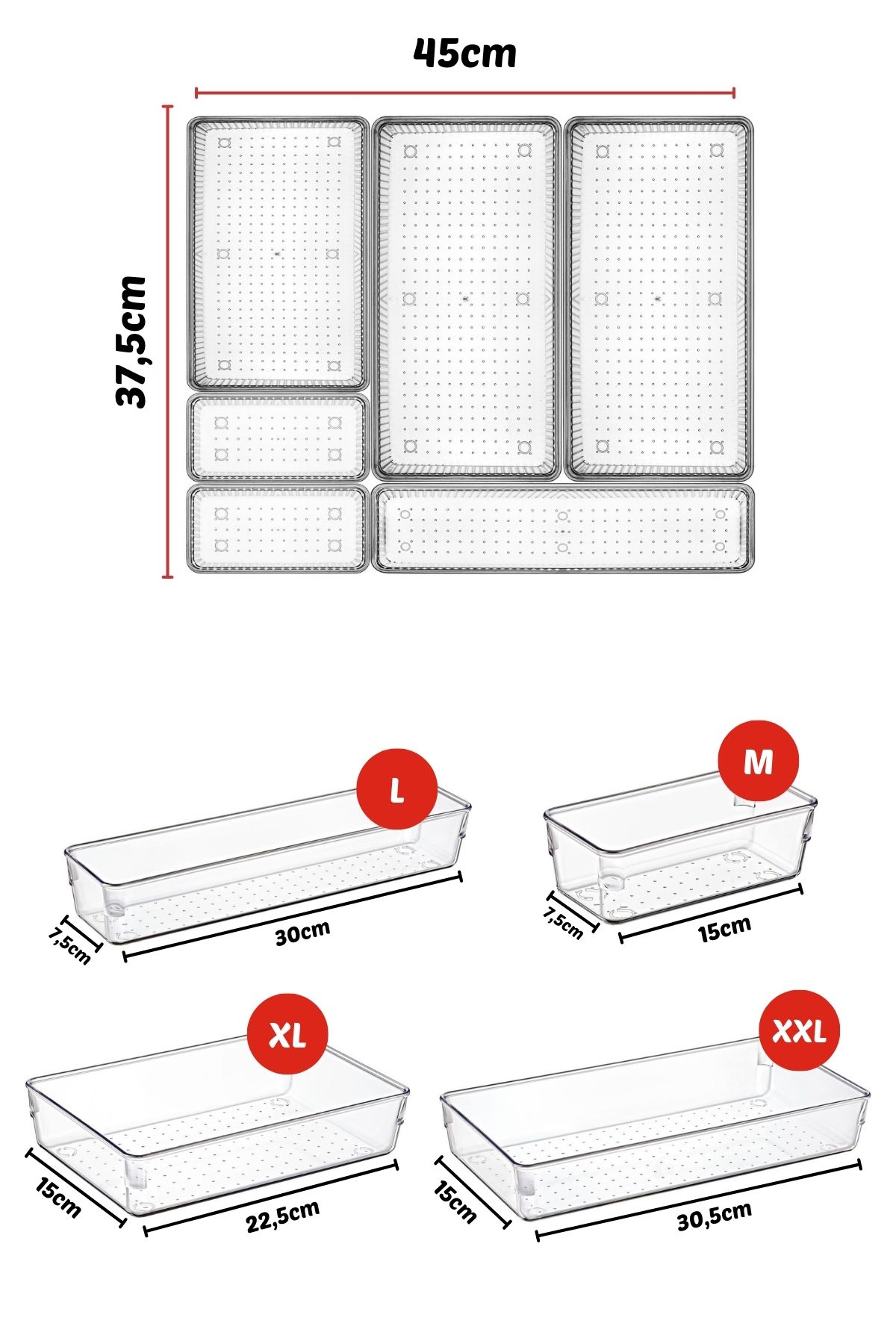 6 Parça Çekmece İçi Düzenleyici, Organizer Set