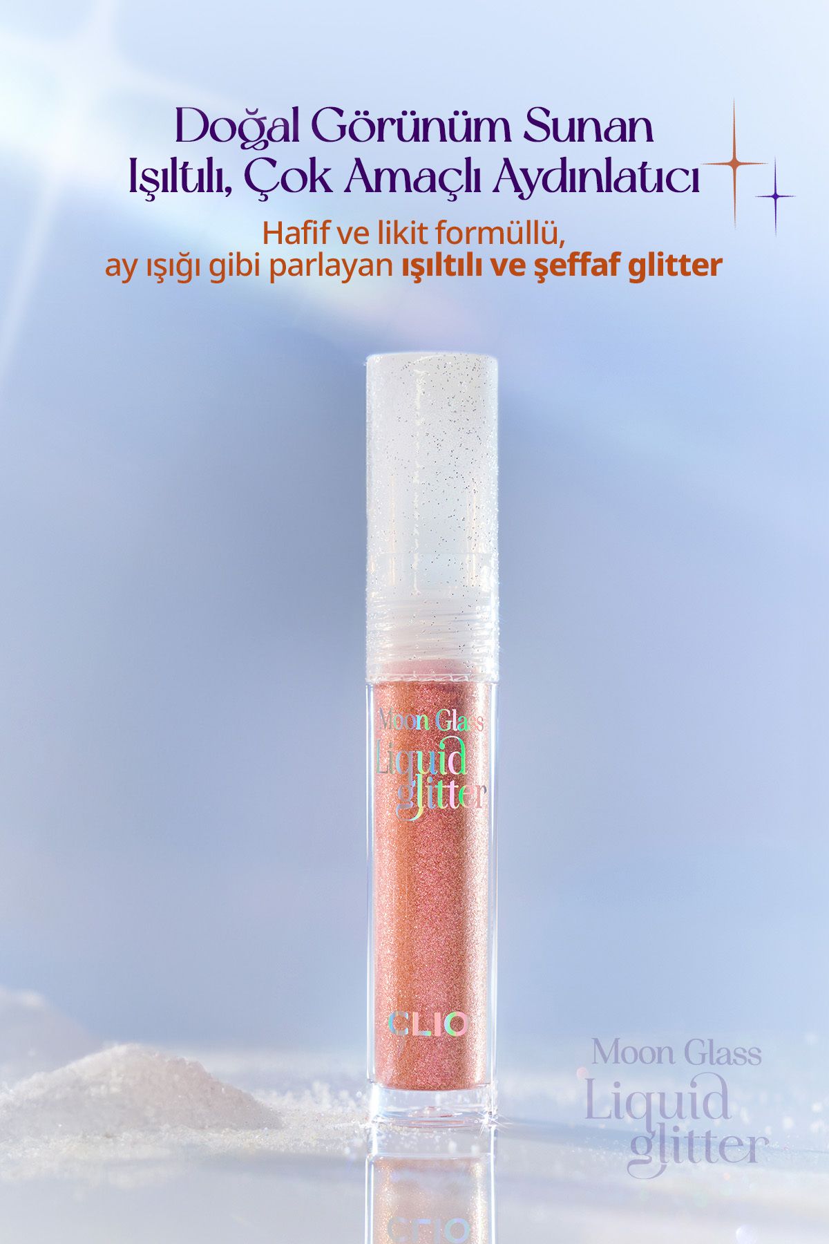 Işıltılı ve Şeffaf Likit Glitter CLIO Moon Glass Liquid Glitter Sweet Cloud (05 Chilling Rose)