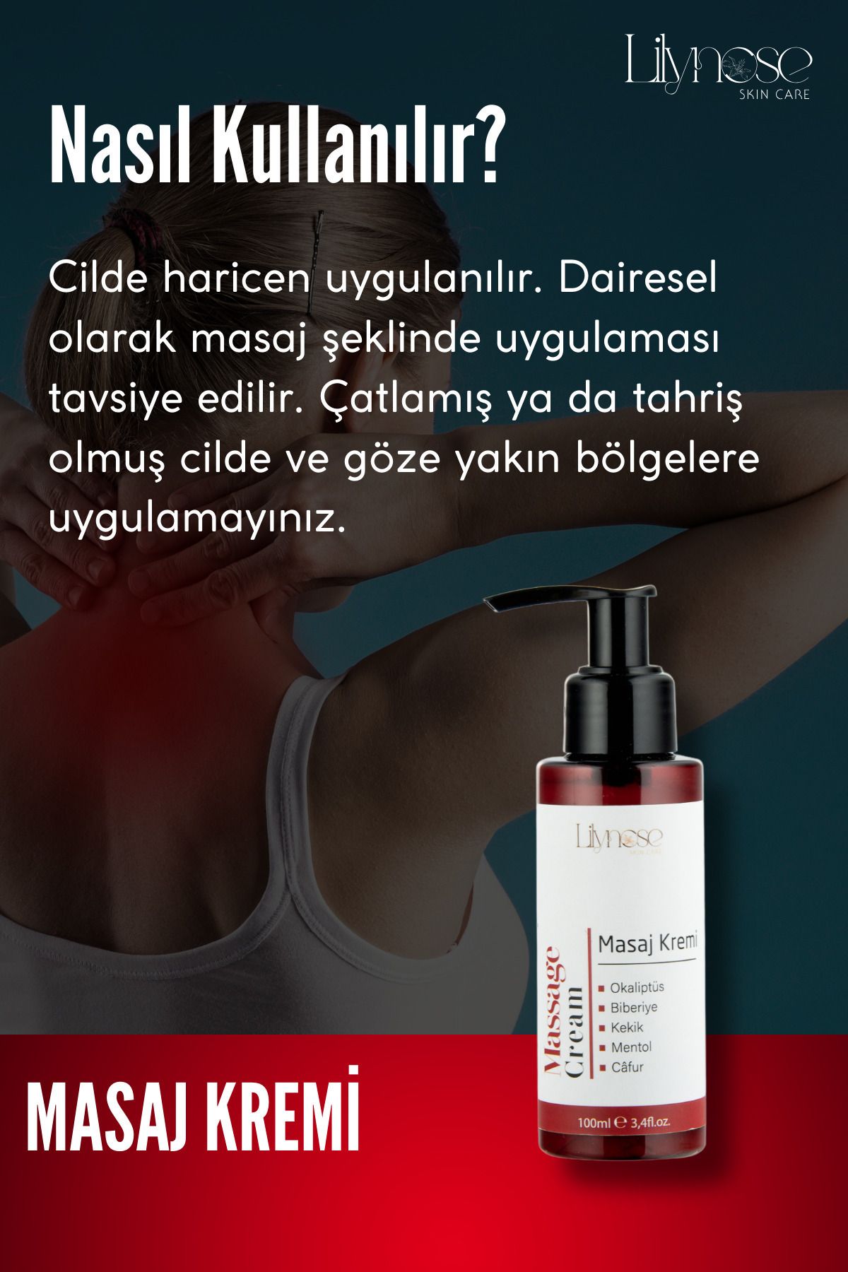 Masaj Kremi Bel, Boyun, Kol ve Sırt İçin Ağrı Gidermeye Yardımcı 100 ml