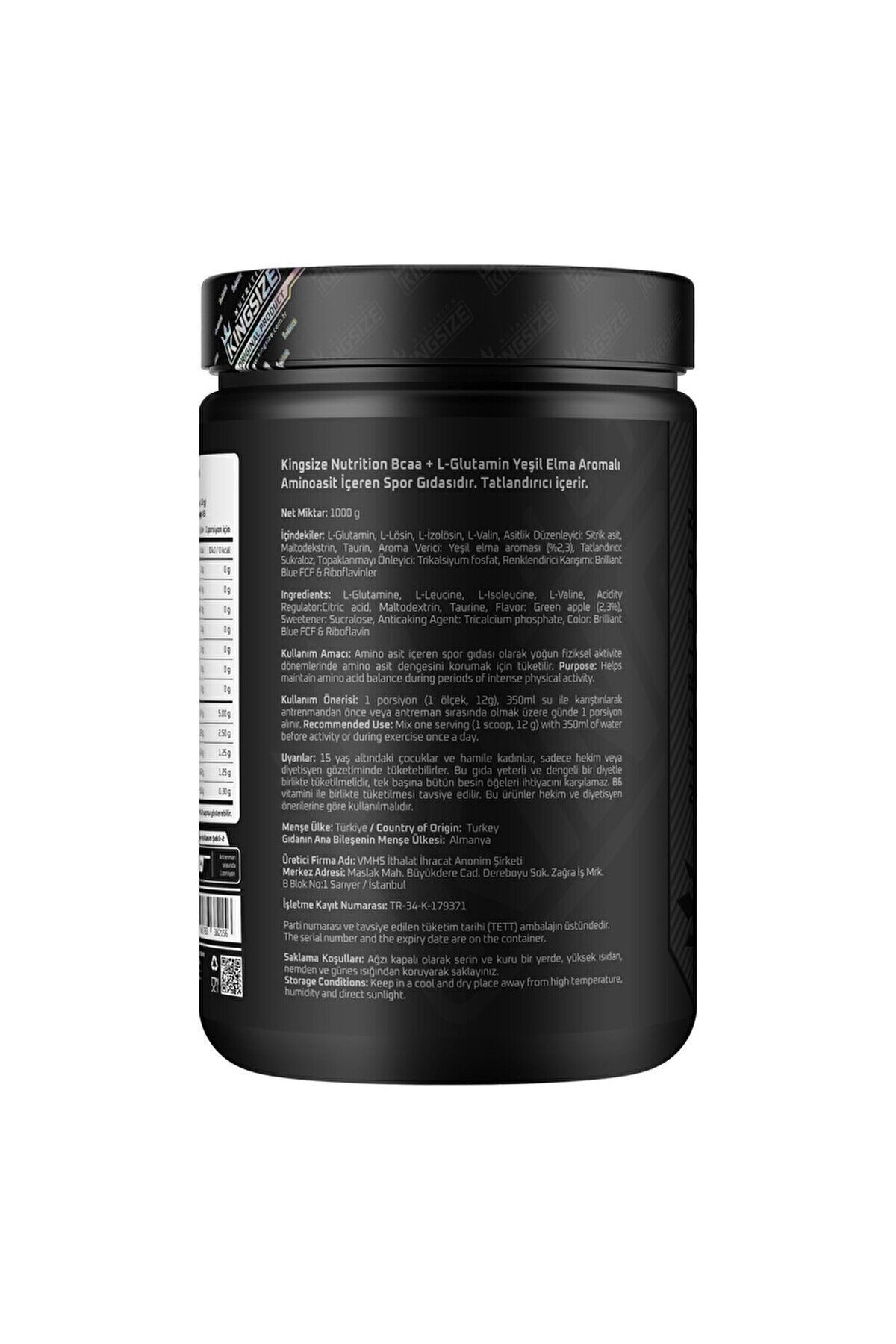 Bcaa Glutamine Powder 1000 gr - Yeşil Elma