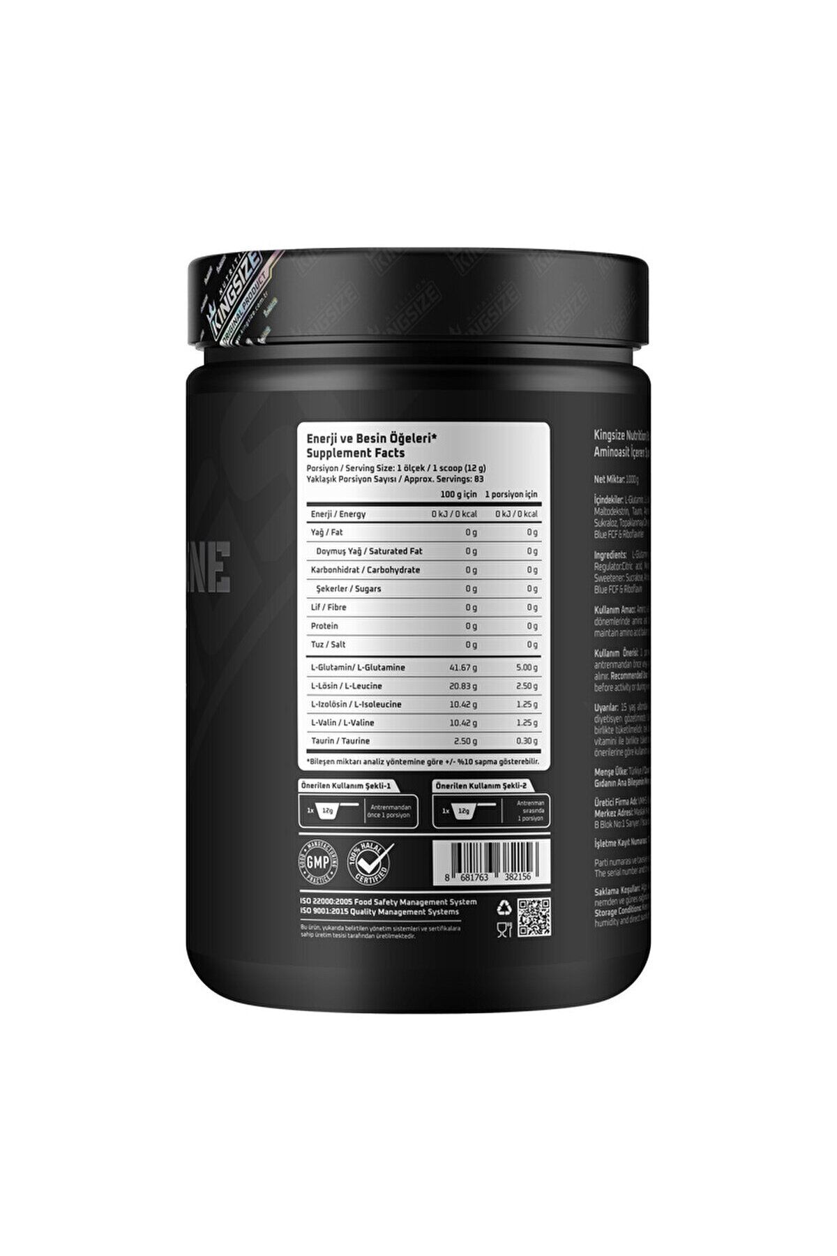 Bcaa Glutamine Powder 1000 gr - Yeşil Elma