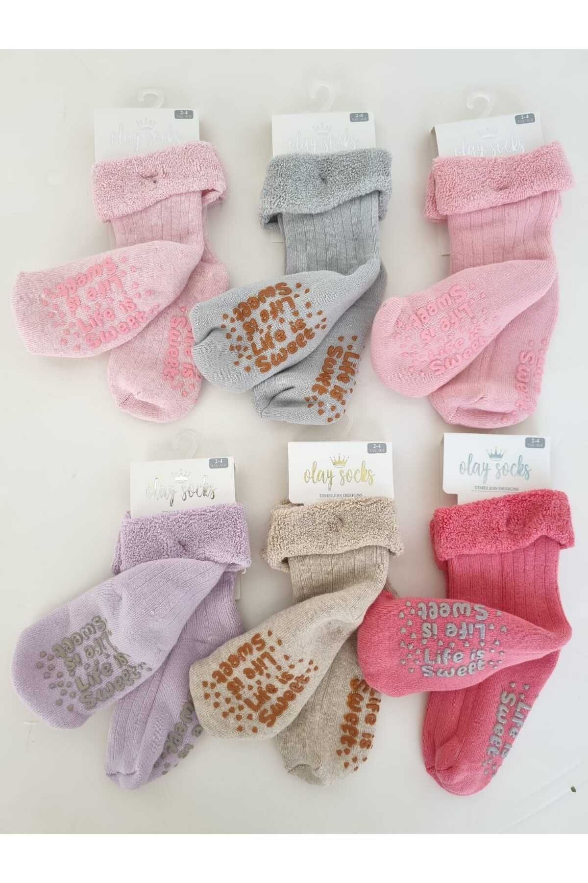 Olay Socks6 Cift Alti KaymazHavlu Kışlık Kız...