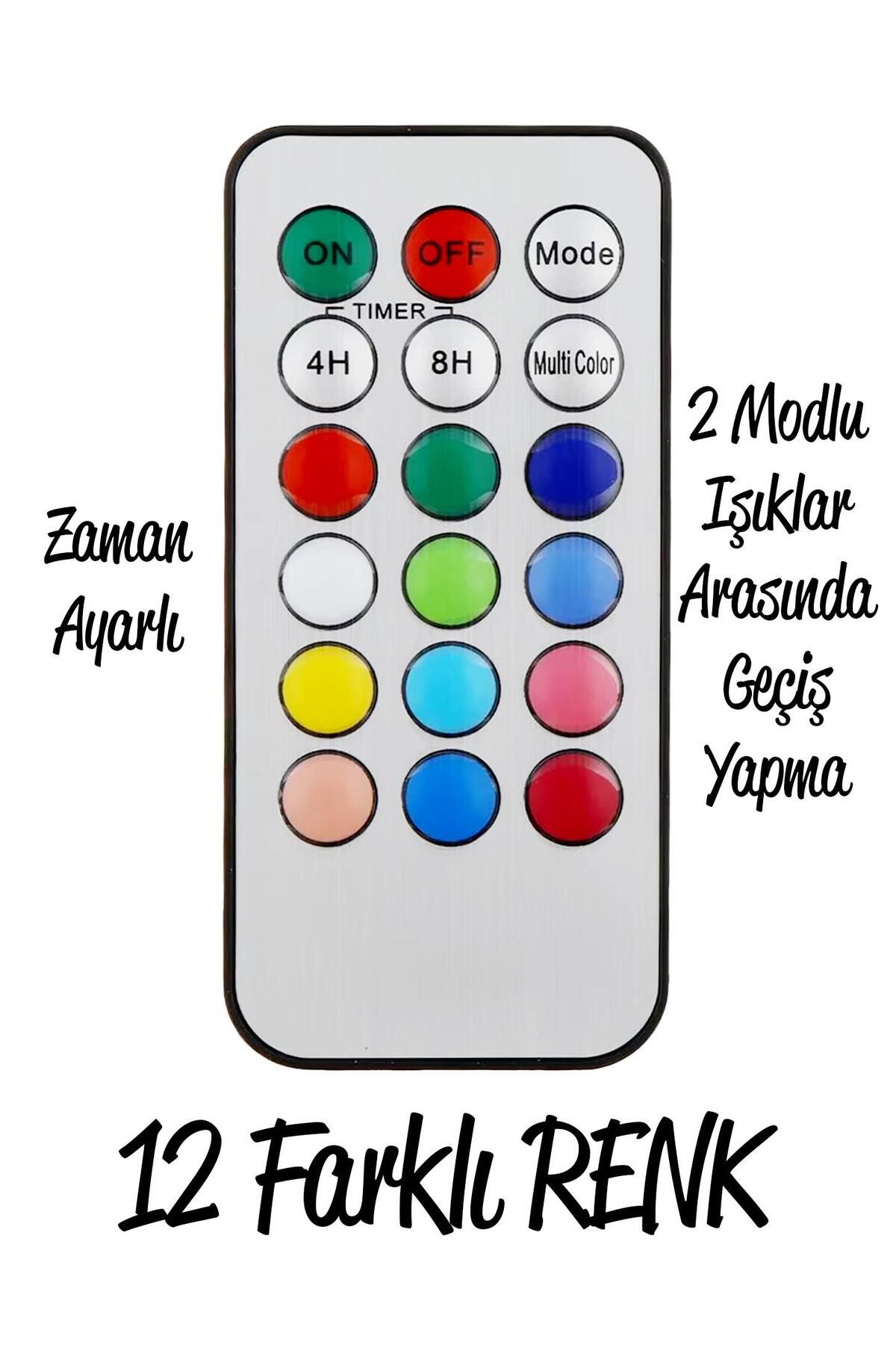 3LÜ SET 12 RENK 3 MOD Kumandalı Led Mum Küçük Orta Büyük Pilli Dumansız Alev Dekoratif Yapay Mum