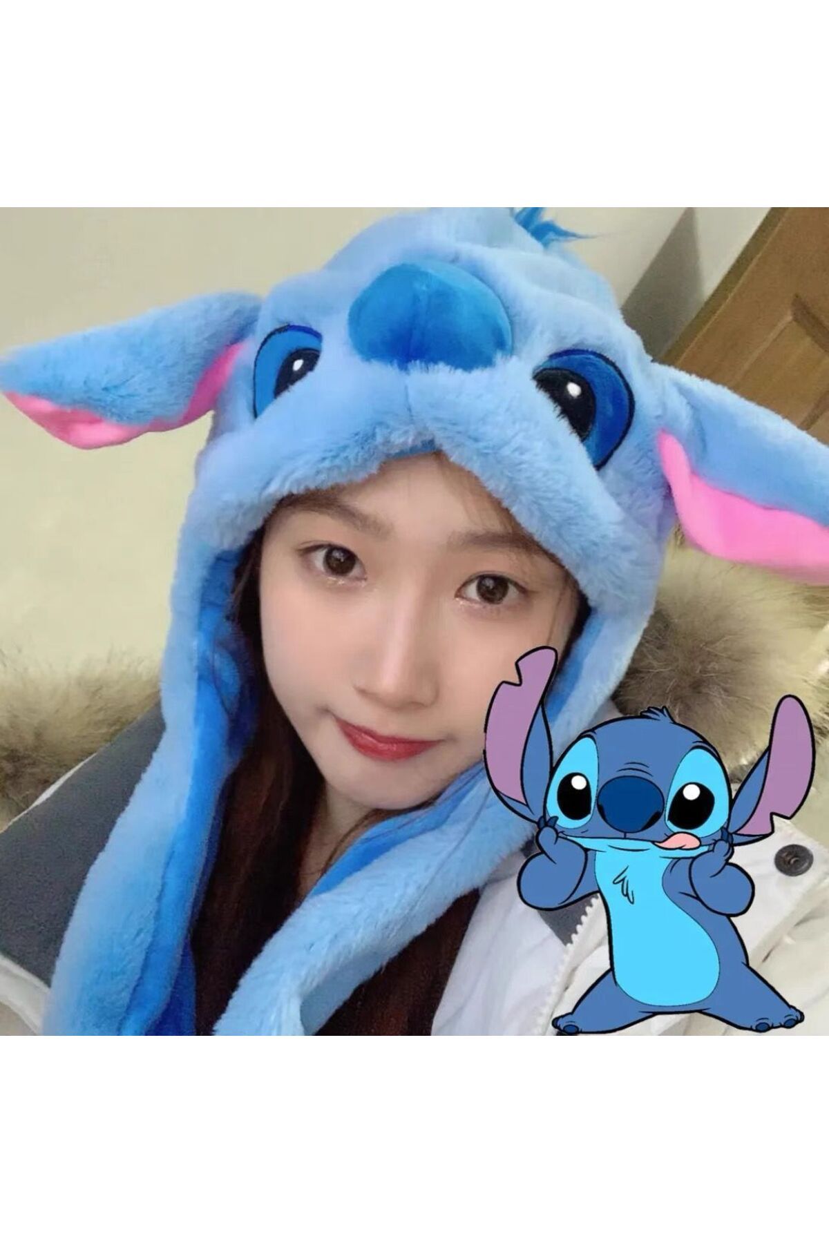 Stitch Işıklı Kulakları Oynar Şapka Stitch Hediyeliik Rengarenk 1adt