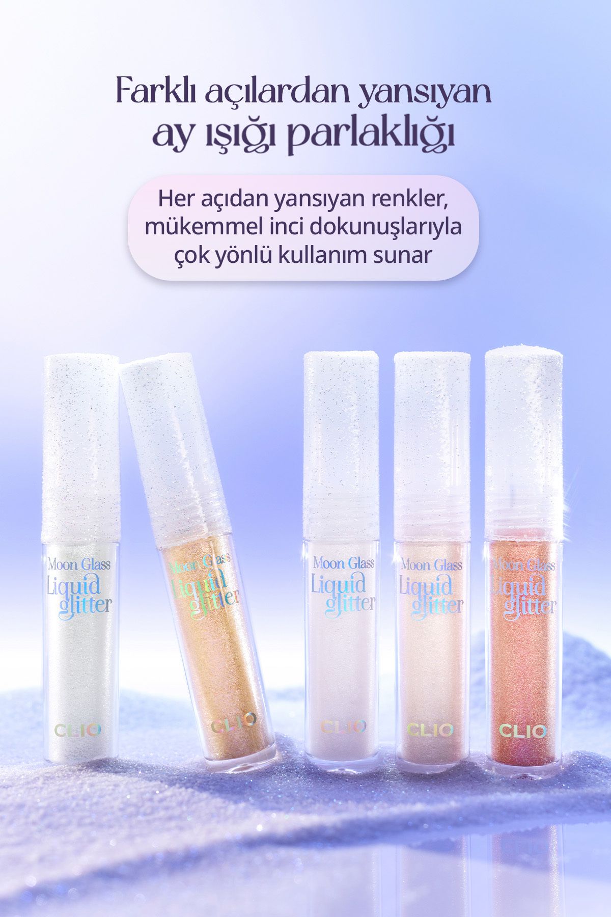 Işıltılı ve Şeffaf Likit Glitter CLIO Moon Glass Liquid Glitter Sweet Cloud (03 Violet Topping)