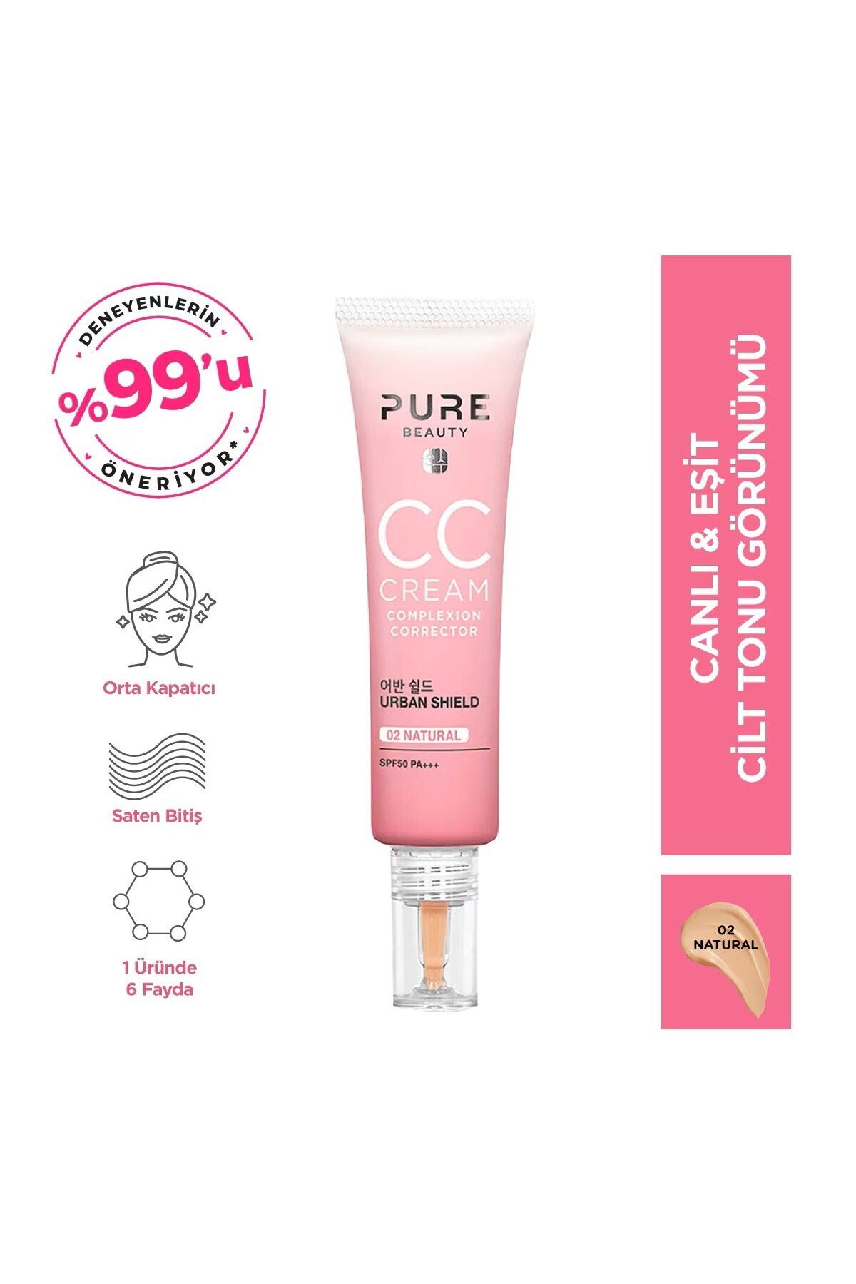 PURE BEAUTY Cc Krem Spf50Hafif Yapısıyla Cild...