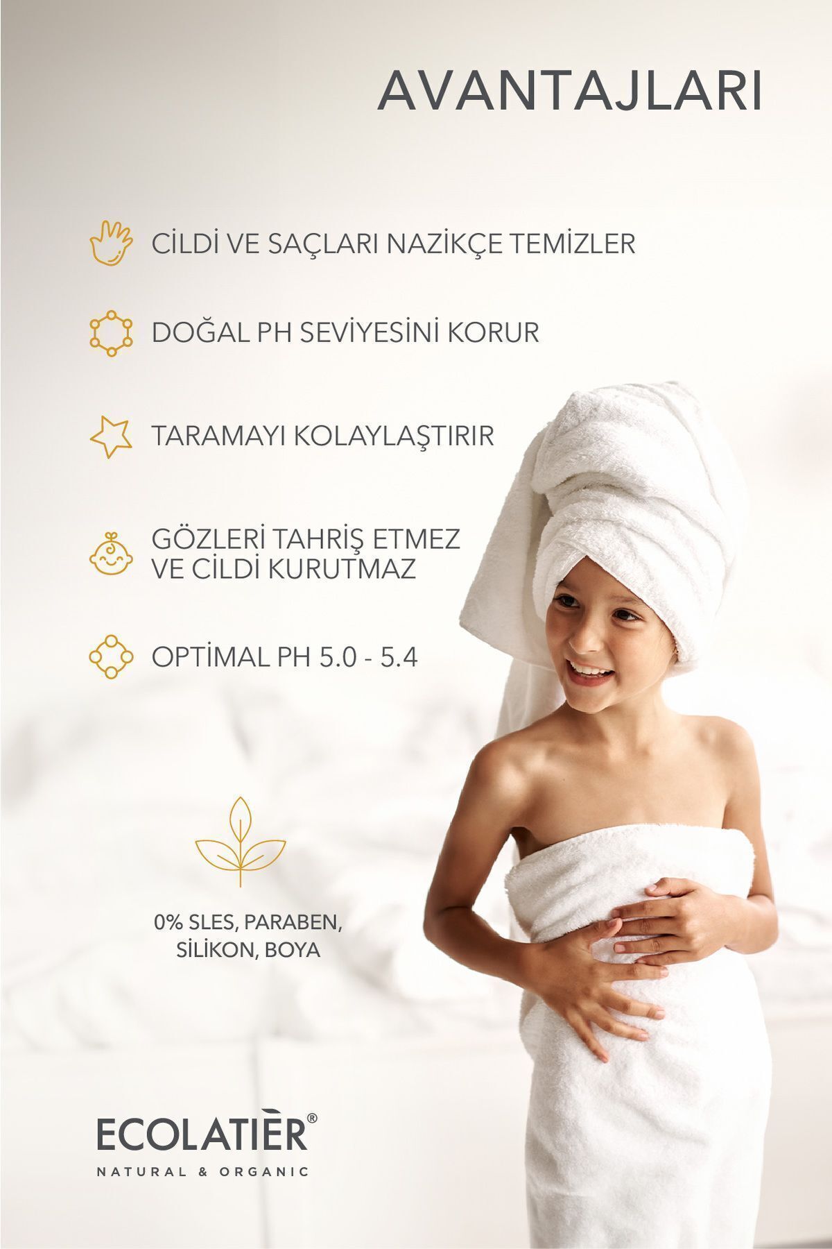 2'si 1 Arada Kolay Tarama Bebek Ve Çocuk Şampuanı 3+ Yaş Organik 250 ml Baby 2-in-1 Easy Detangling