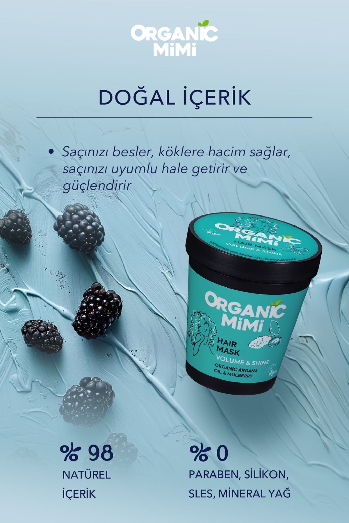 Saç Bakım Maskesi Nemlendirici Besleyici, Argan Yağı Ve Dut Özlü Hacim Ve Parlaklık, 200 ml