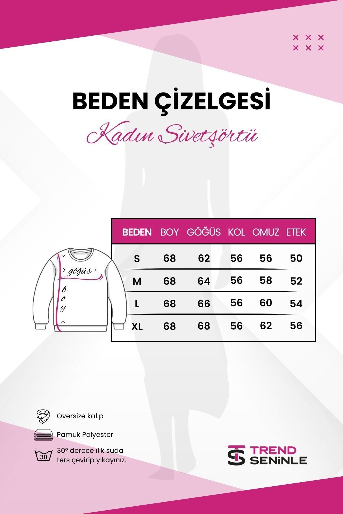 Kadın 3 Iplik Beyaz Düz V Yaka Oversize Sweatshirt