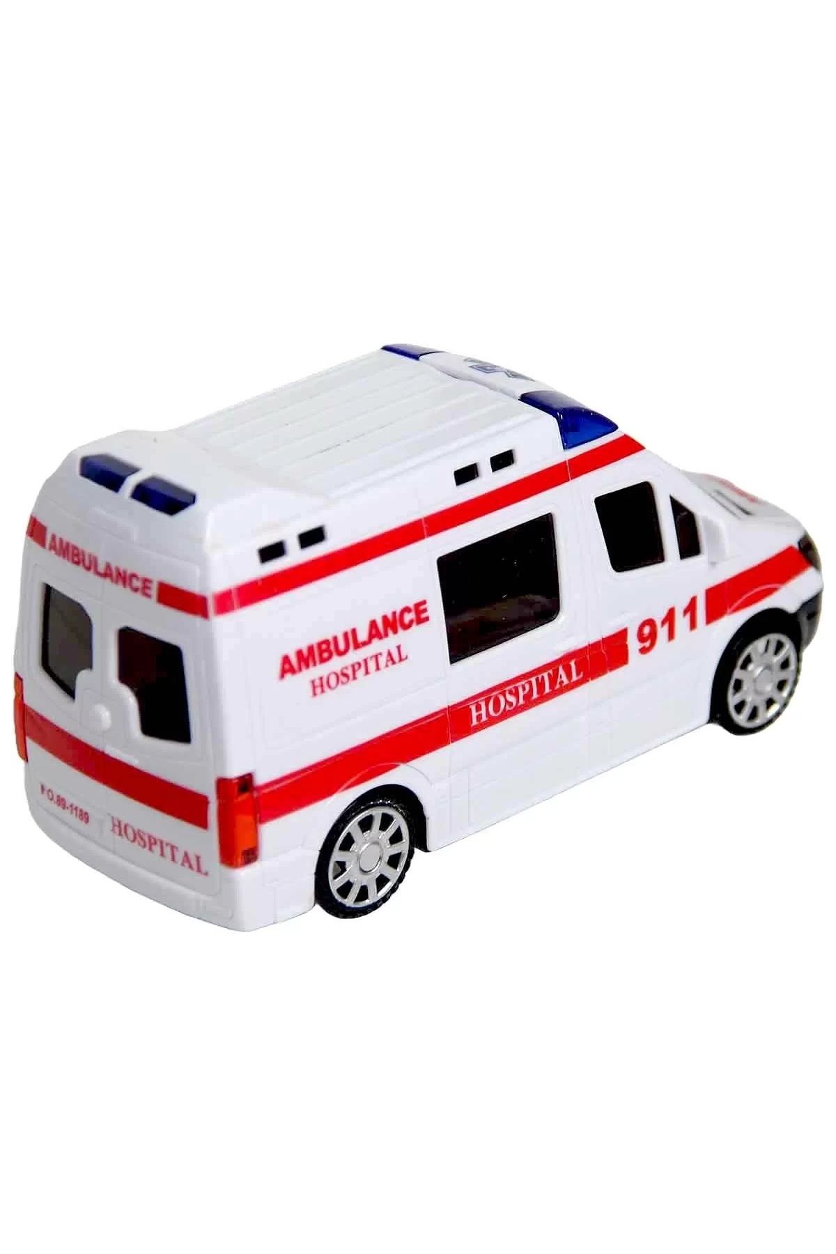 Oyuncak Ilkyardım Sesli Ve Işıklı Çarp Dön Pilli Ambulans Araba 17 Cm 01395