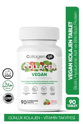 Biotin, Hyaluronıc Acıd ve Bitki Bazlı Protein Tozu ile Vegan Kolajen Desteği 90 Tablet Image 0