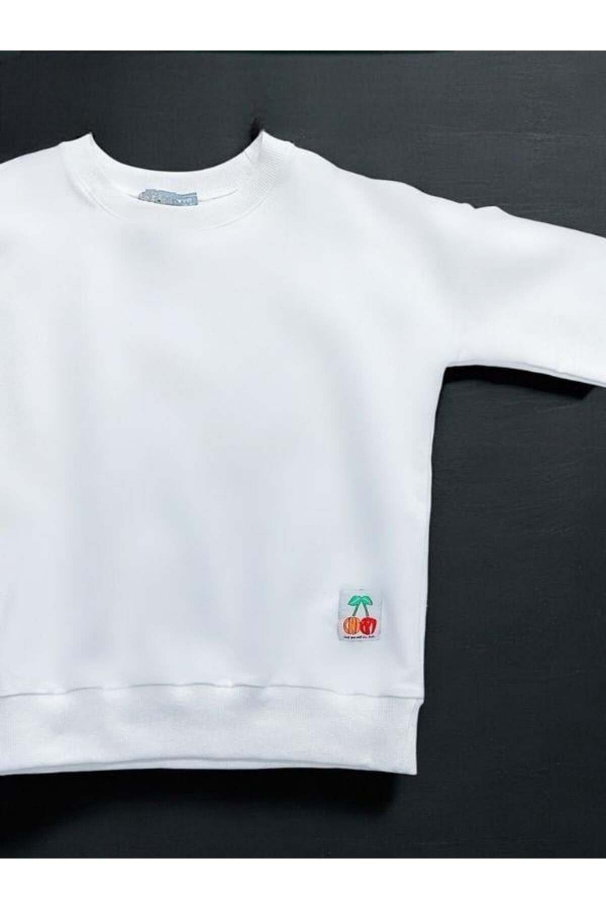 Kız Çocuk Pamuklu Parmak Geçirme Detaylı Sweatshirt