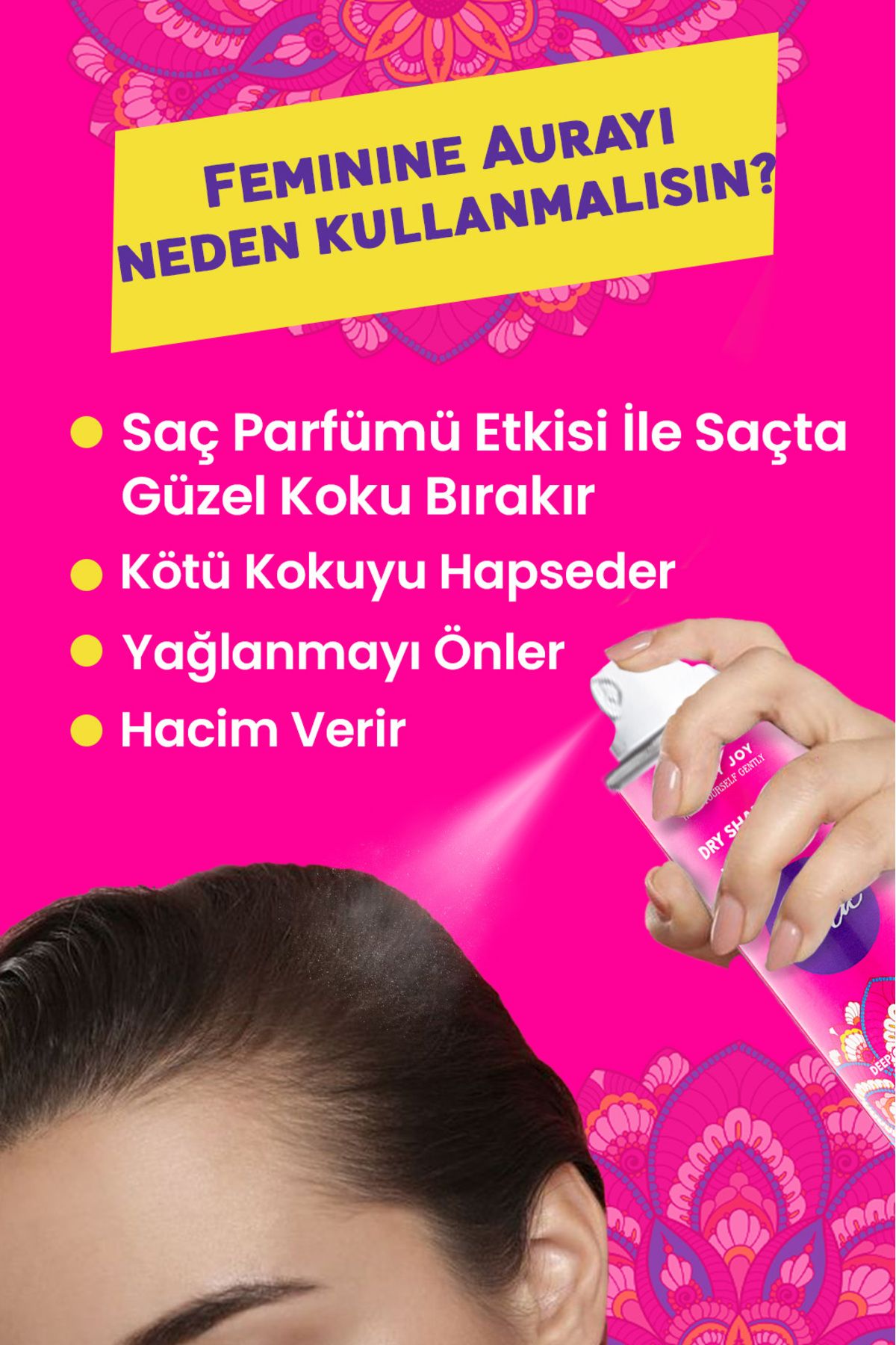 Feminine Aura Çabuk Sönen Saçlar Için Dolgunlaştırıcı Hacim Veren Kuru Şampuan 200 ml