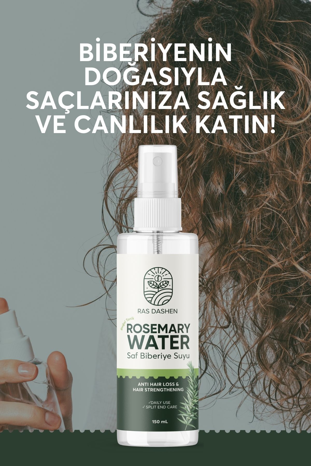 Biberiye Suyu Saç Uzamasını Destekleyici,Dökülme Karşıtı Saç Toniği  150 ml %100 doğal.