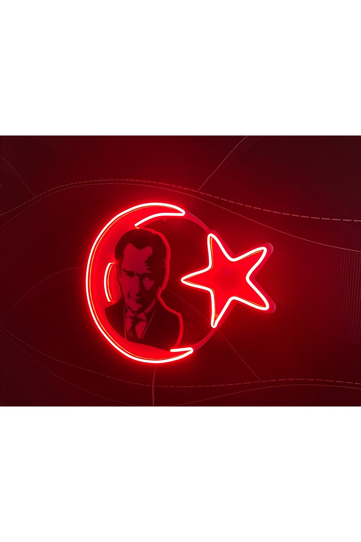 Neon Led Duvar Dekoratif Aydınlatma -ay Yıldız_atatürk, 40x30cm-