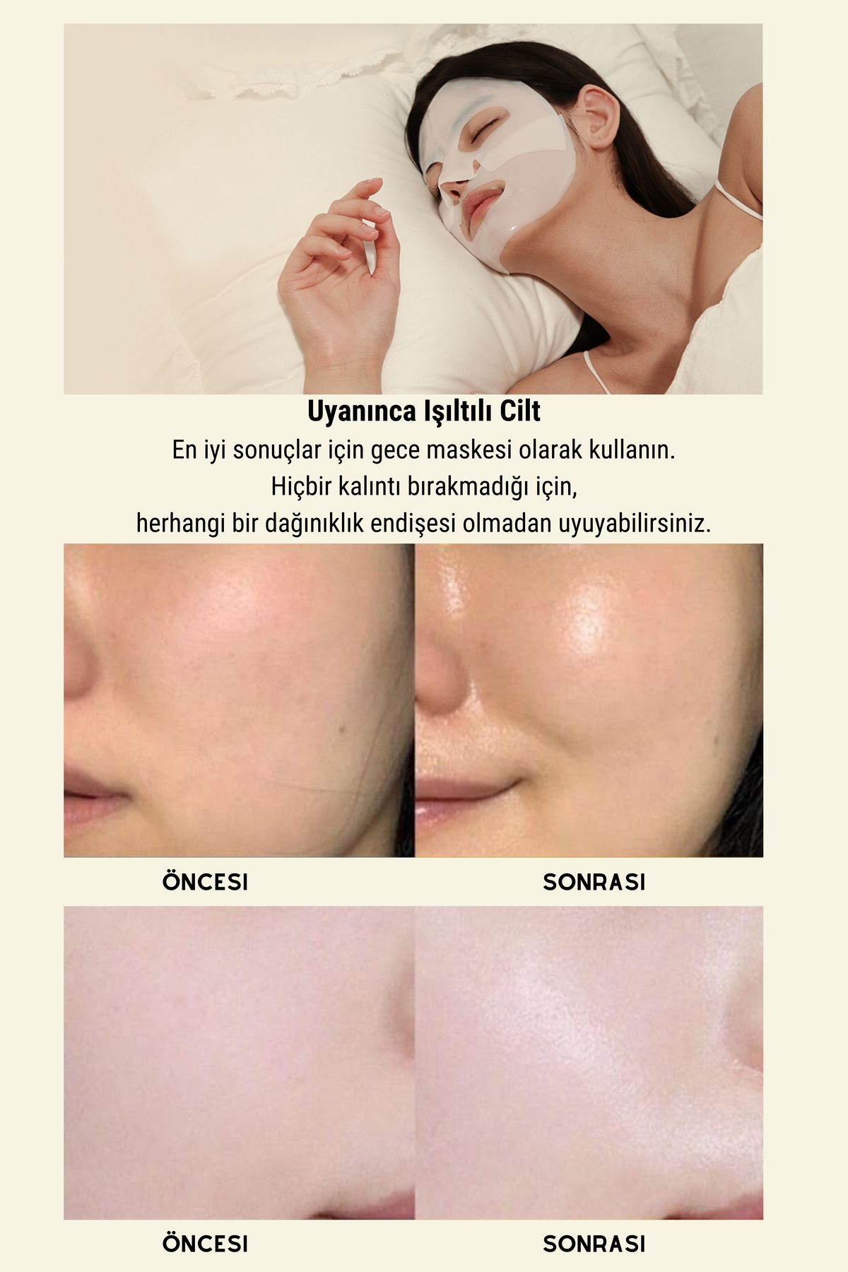 Bio Kolajen Şeffaflaşan Doğal Cilt Kore Maskesi Anında Parlaklık Nemlendirme - C Vitamin Niacinamide