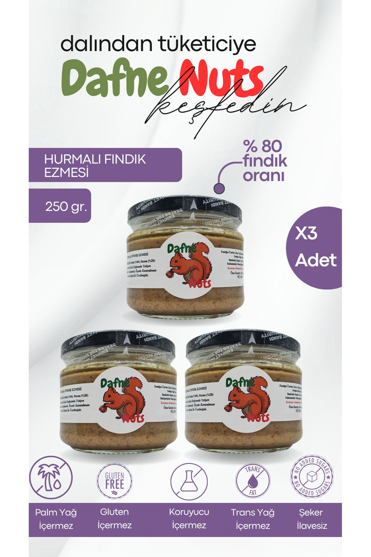 Dafne Nut HURMALI FINDIKEZMESİ 250 GR (3 ADET...