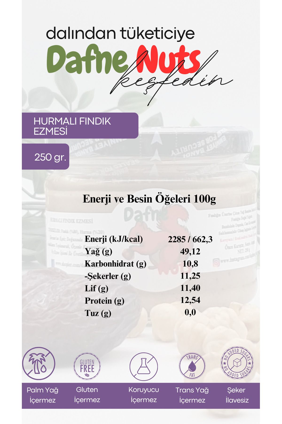 Hurmalı Fındık Ezmesi 250 gr